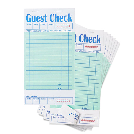 ZPARIK 48 Pack Green Guest Checks Books for Servers Server Note Pads, Waiter Checkbook, Waitress Notepad for Restaurants, Paper Checks 50 Sheets/Pack, 2400 Total Tickets
