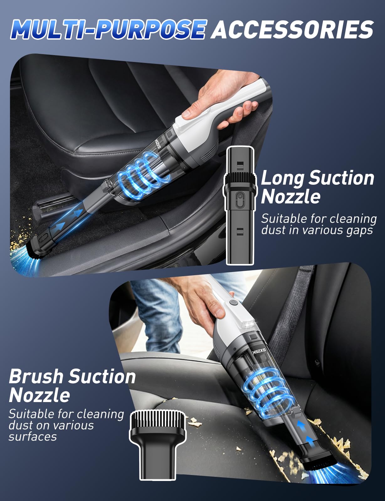 Handheld Vacuum Cordless, 15000PA Powerful Suction Hand Held Vacuum Cleaner, Car Vacuum Portable Cordless with Large-Capacity Dust Bin & LED Light, High Power Hand Vacuum for Home, Car, Office, Pet