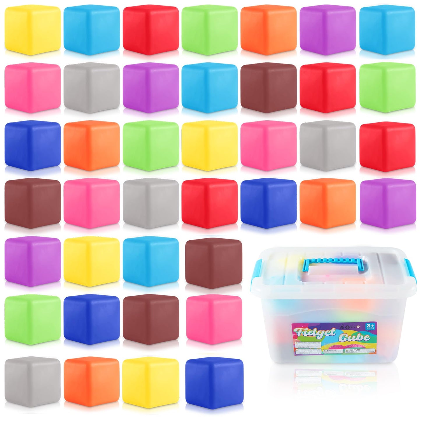40pcs Stress Balls for Kids-Squishy Cube Stress Balls Bulk-Treasure Box-Fidgets Prizes Bulk-Sensory Fidgets Toys for Adults -Classroom Prize-Goodie Bag Stuffers, Sensory Toys for Autistic Autism
