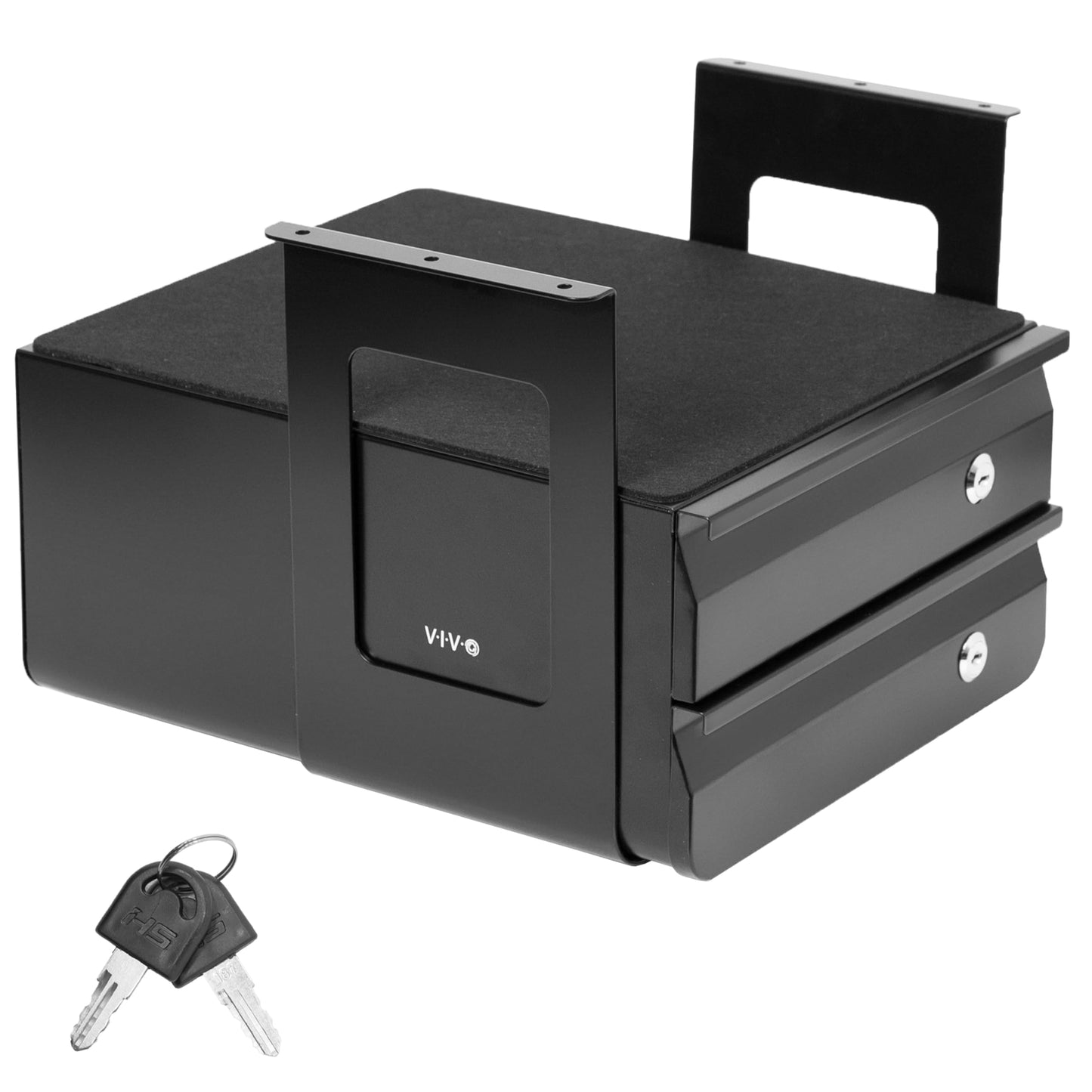 VIVO 13 inch Under Desk Double Stacked Slide Out Drawers with Lock, Secure Home Office Storage Organizer, Black, DESK-AC03L-2B