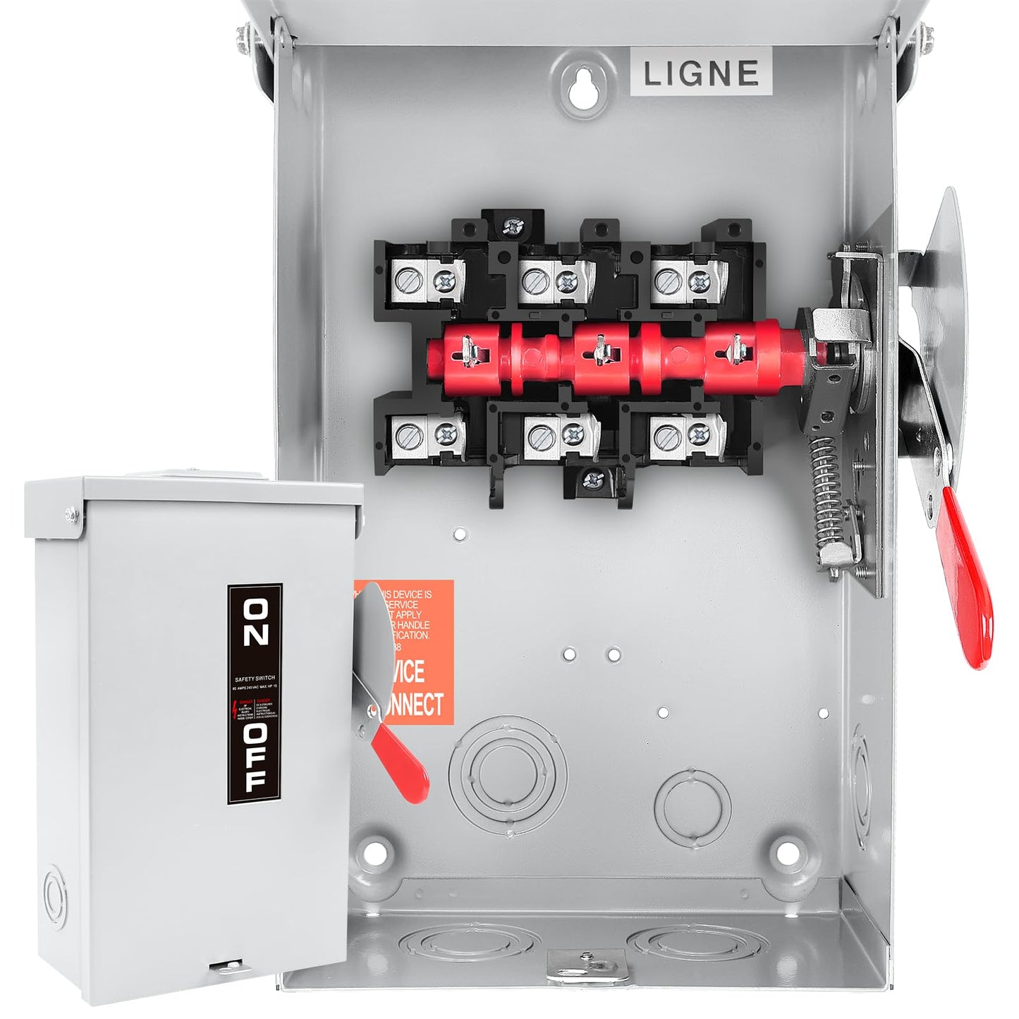 60 Amp Disconnect Switch Box,3 Pole Safety Switch,Non-Fusible,Indoor&Outdoor,Meeting NEMA 3R Standards,Galvanized Steel，Anti Corrosion and Rust Prevention,10-Year Warranty