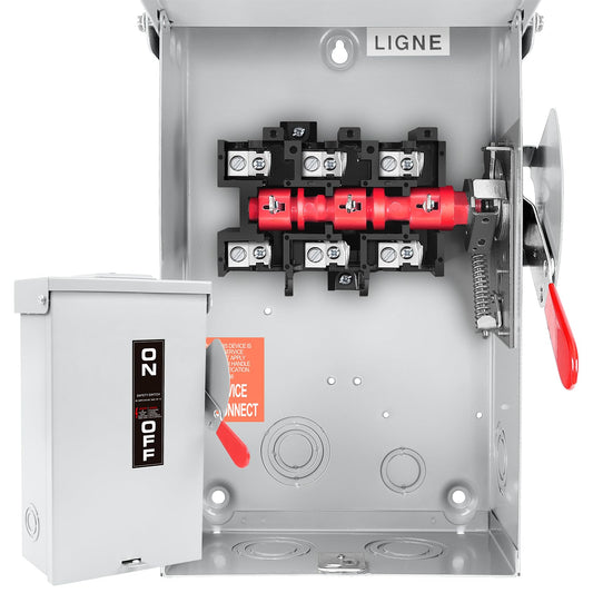 60 Amp Disconnect Switch Box,3 Pole Safety Switch,Non-Fusible,Indoor&Outdoor,Meeting NEMA 3R Standards,Galvanized Steel，Anti Corrosion and Rust Prevention,10-Year Warranty