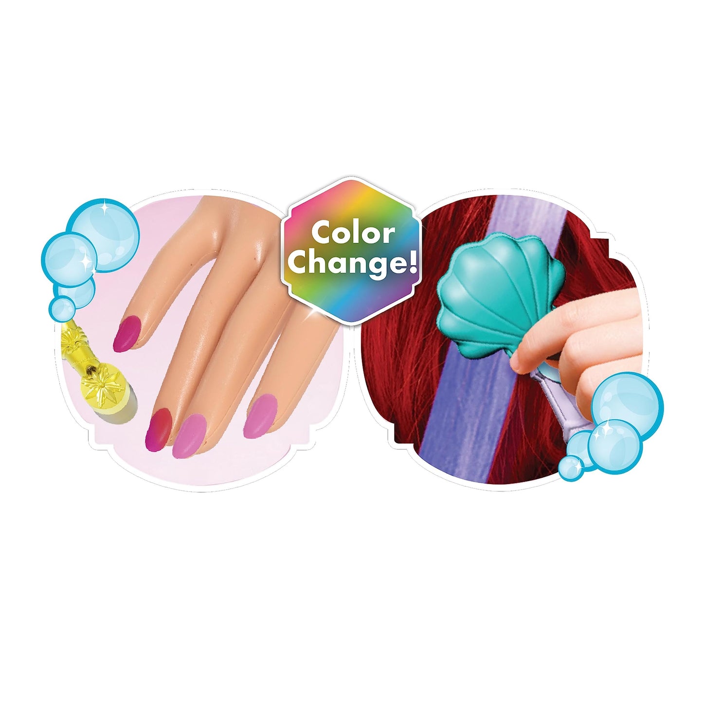 Disney Princess Shimmer Spa Ariel 8-inch Styling Head, 20-Pieces, Red Hair, Pretend Play