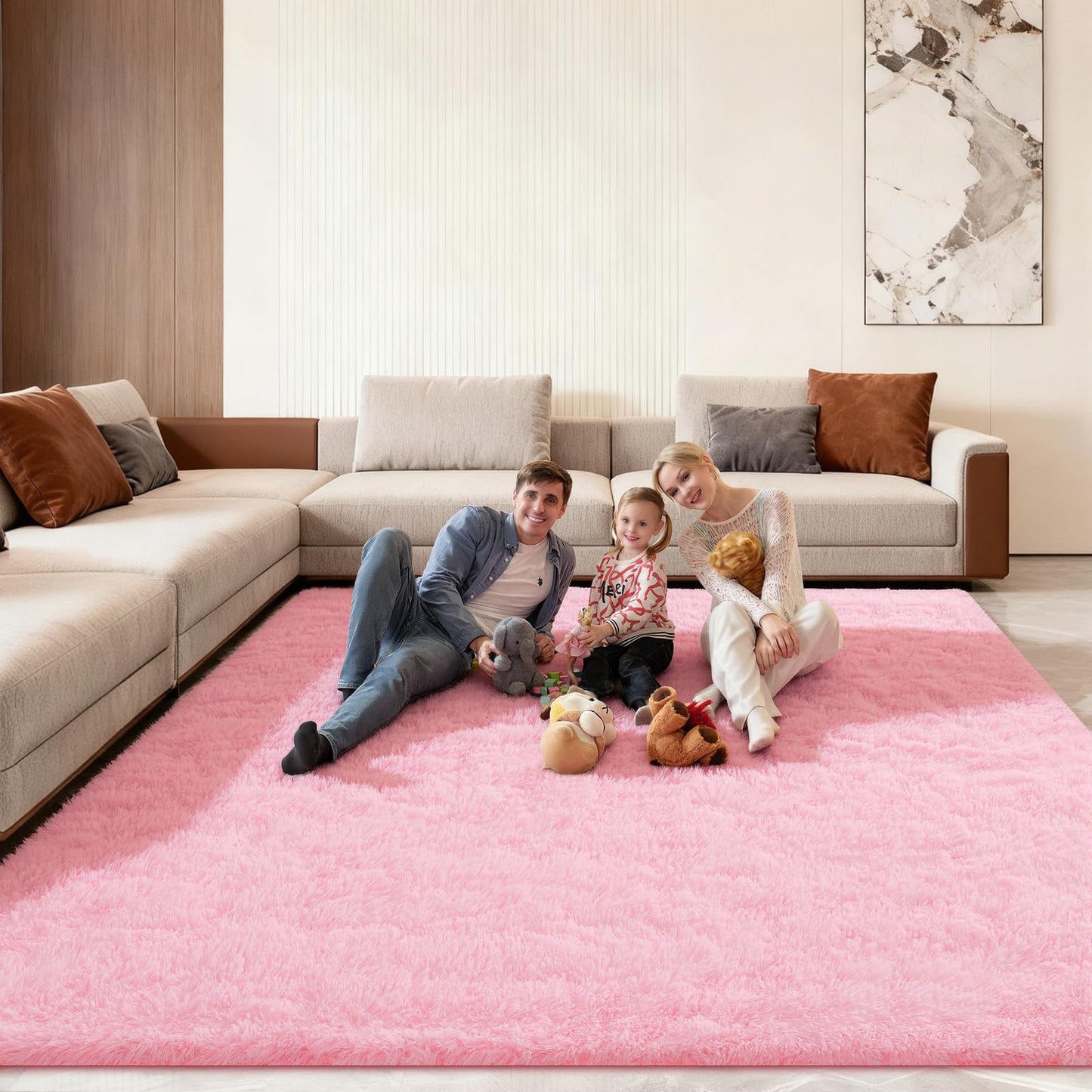 Ehayx 8x10 Area Rugs for Living Room, Large Fluffy Pink Rugs for Bedroom, Fuzzy Shag Soft Non-Slip Carpet for Kids Girls and Boys Nursery Dorm Indoor Room Home Decor (8ft X 10ft, Pink)
