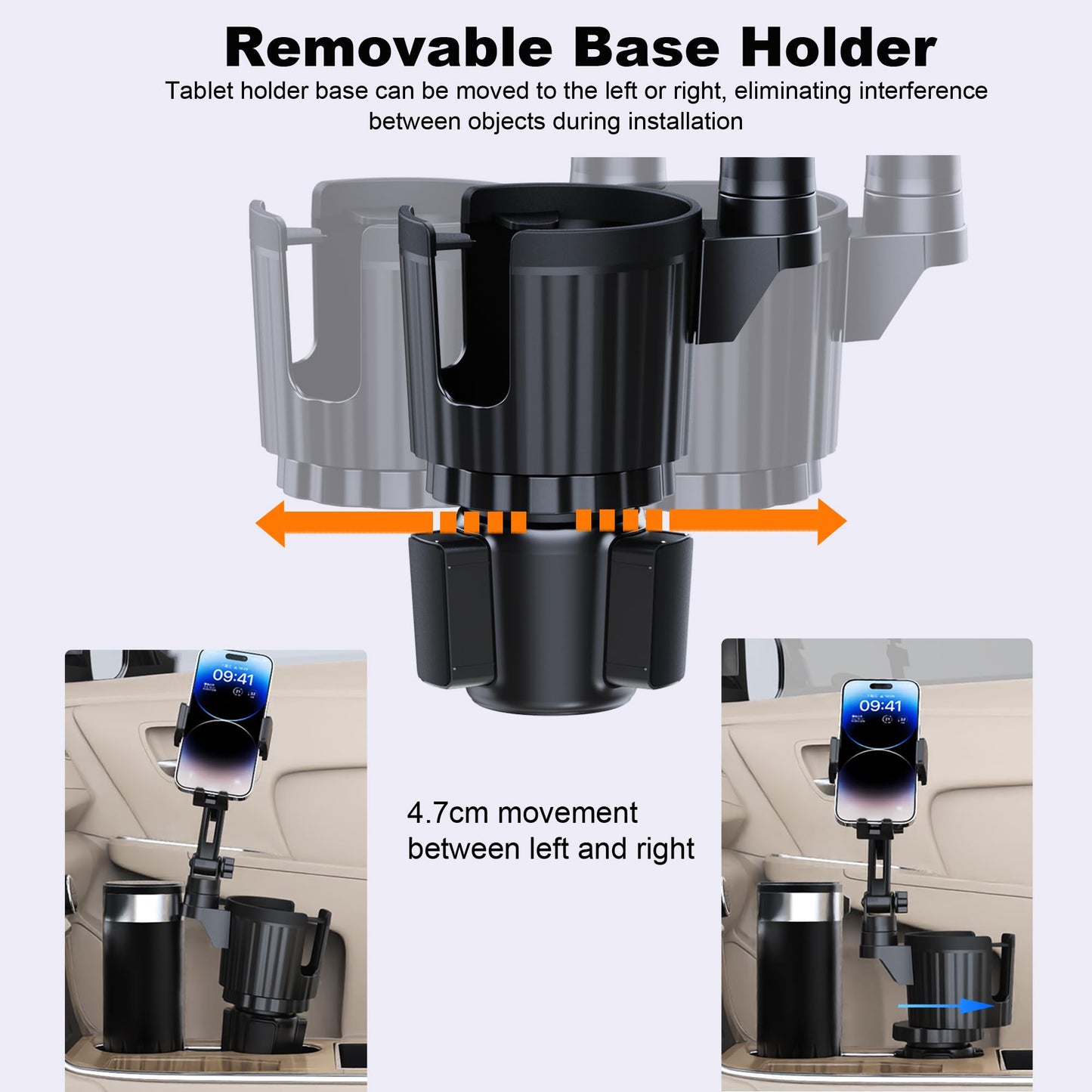 Peastrex Cup Holder Tablet Mount, Ipad Cup Holder Car Mount with Adjustable Arm for Tablet iPhone 3-13in iPad Pro Air Mini, Fire, iPhone 15, Galaxy S24 Z Fold 5