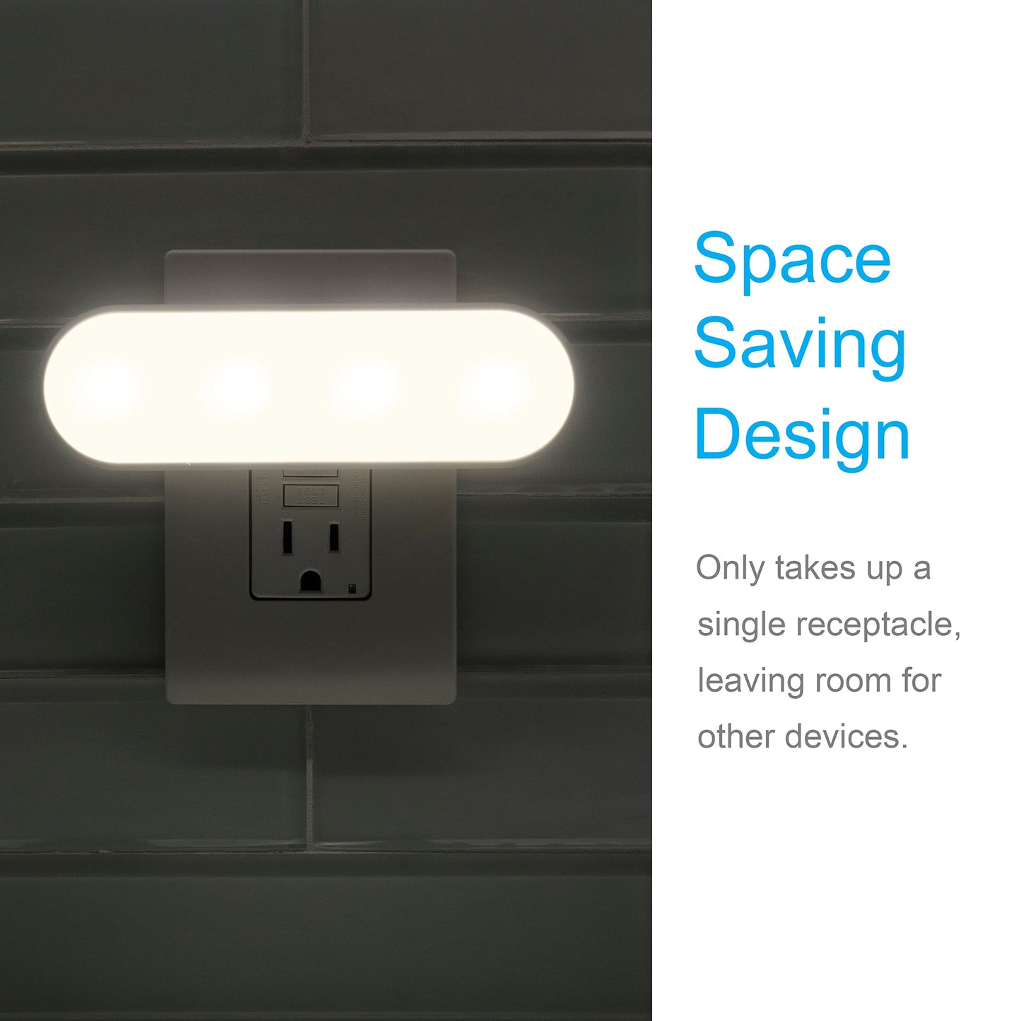 GE Ultrabrite Plug in LED Night Light Bar with On/Off/Auto Switch, 100 Lumen Soft White Lighting for Hallways and Bedrooms, 4-Pack, 62459