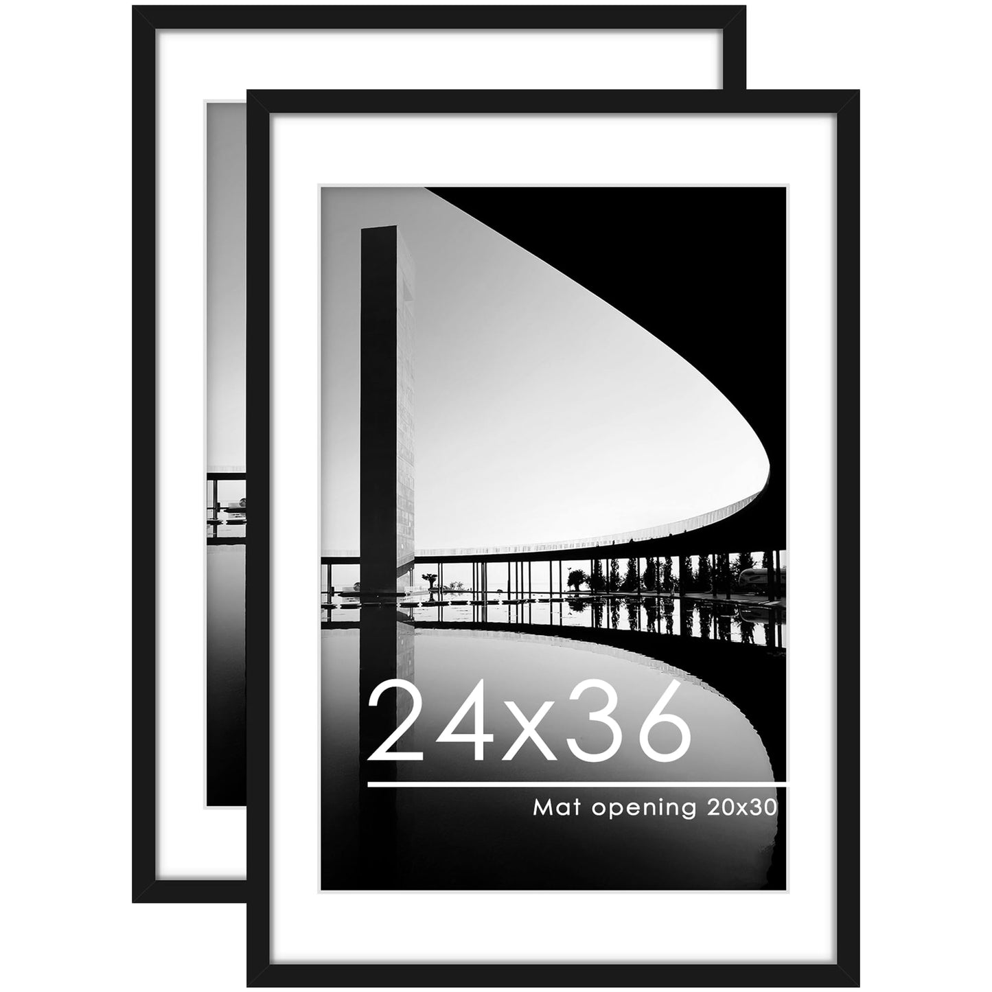 PEALSN 24x36 Poster Frame Set of 2, Display Pictures 20 x 30 with Mat or 24 x 36 without Mat, Poster Frames 24 x 36 inches for Wall Mounting Display, Black