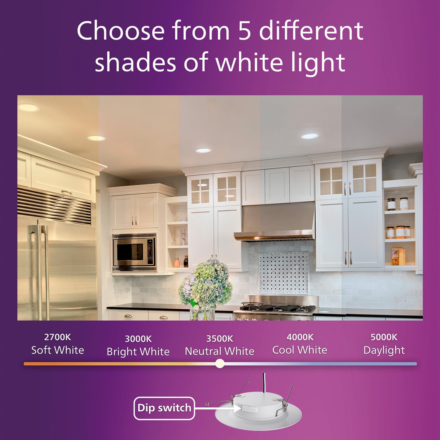 Philips LED Retrofit Downlight, 12 Lights, 5/6-inch, EyeComfort, Easy to Install, 5 CCT Settings, Soft White Light to Daylight, Dimmable, IC Rated, Long Lifetime, CRI 90