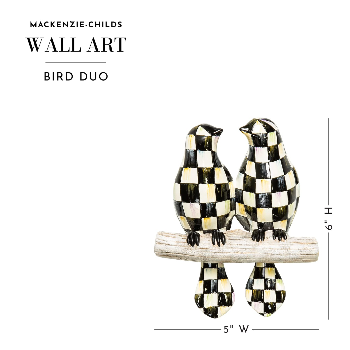 MACKENZIE-CHILDS Hanging Bird Wall Art, Bird Decor for Living Room, Bedroom, or Kitchen, Duo