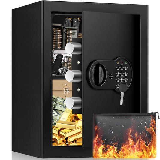 2.8 Cu ft Large Home Safe Fireproof Waterproof, Fire proof Safe Box for Home Documents with Fireproof Bag, Programmable Keypad and Removable Shelf, Anti-Theft Safety Box for Money Medicines Jewelry