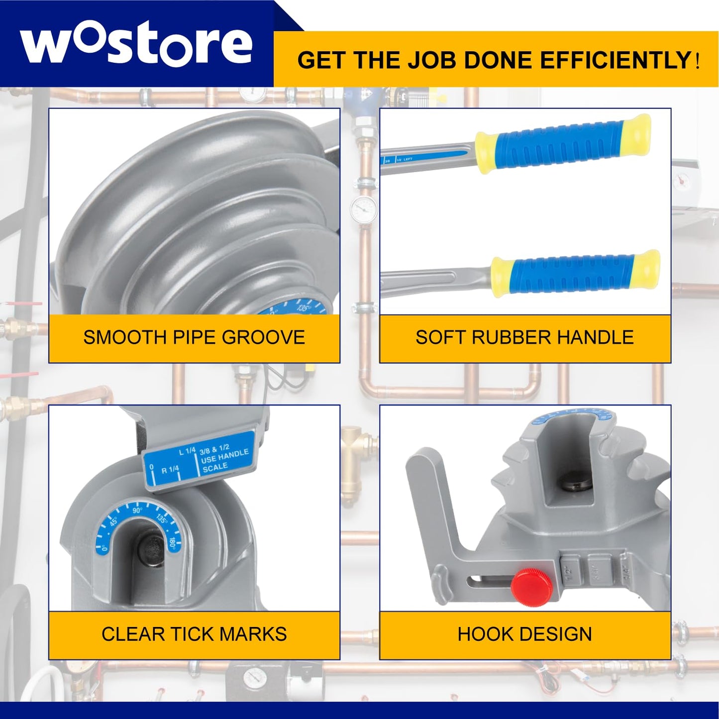 Wostore Tubing Bender 3 in 1 Tube Bender 180° For Tubing 1/4",3/8", 1/2", Bending Copper, Aluminium, Soft Thin Stainless Tubes For HVAC