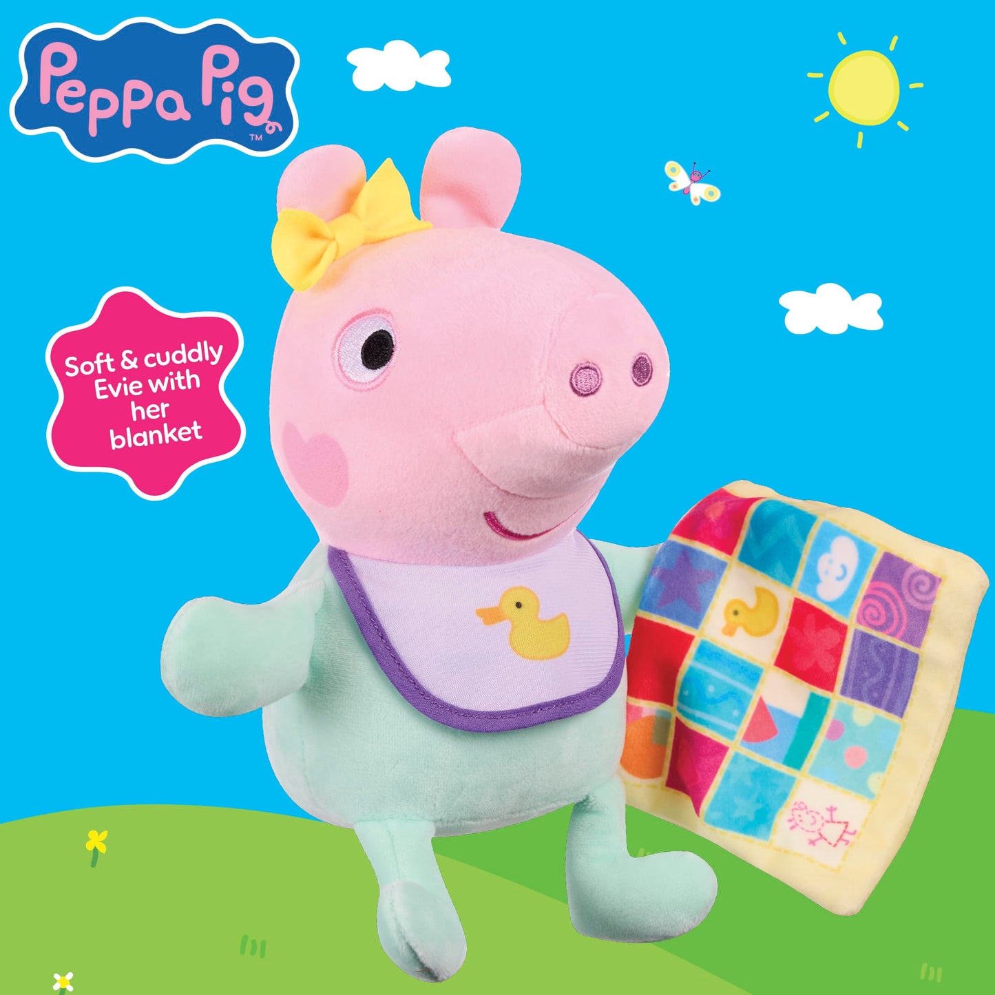 Peppa Pig Baby Evie with Blanket, Plush Preschool Toy, Cuddly Toy Baby Toy