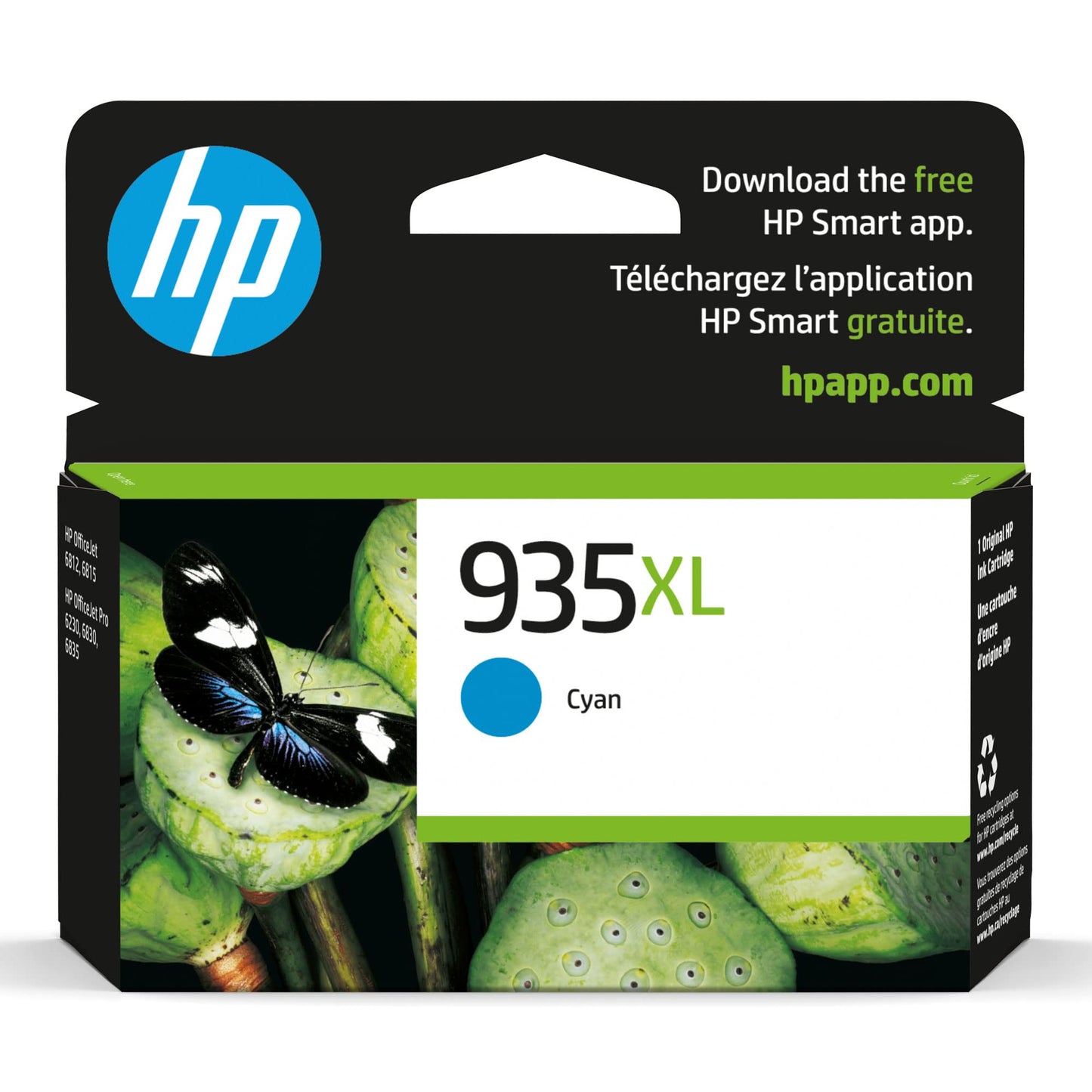 HP 935XL Cyan High-Yield Ink Cartridge | Works OfficeJet 6810; OfficeJet Pro 6230, 6830 Series | C2P24AN