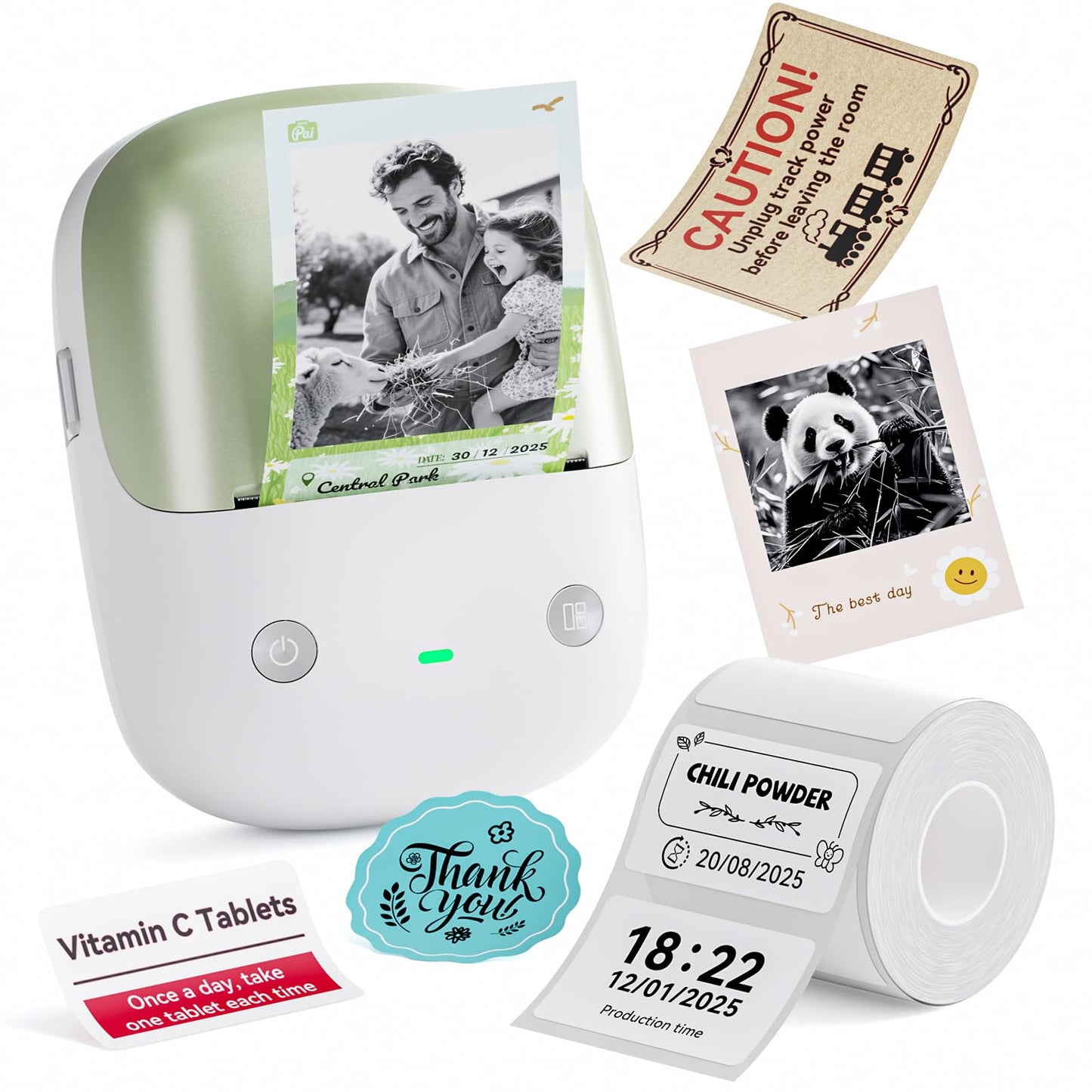 NIIMBOT B2 PRO Label Maker Machine, 300DPI HD Thermal Photo Label Printer, Support Red -Black Dual Color Printing, Sticker Printer for Home, Business and Office, Came with 1 Roll Label,Green