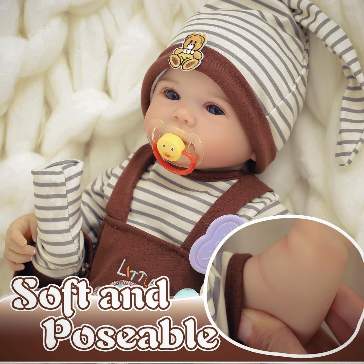 Kdudgso Realistic Reborn Baby Dolls 20" Sweet Smile Lifelike Newborn Baby Doll Full Vinyl Body Poseable Real Life Like Toddler Bebe with Birth Certificate & Feeding Kit Toys Gifts for Kids Age 3+