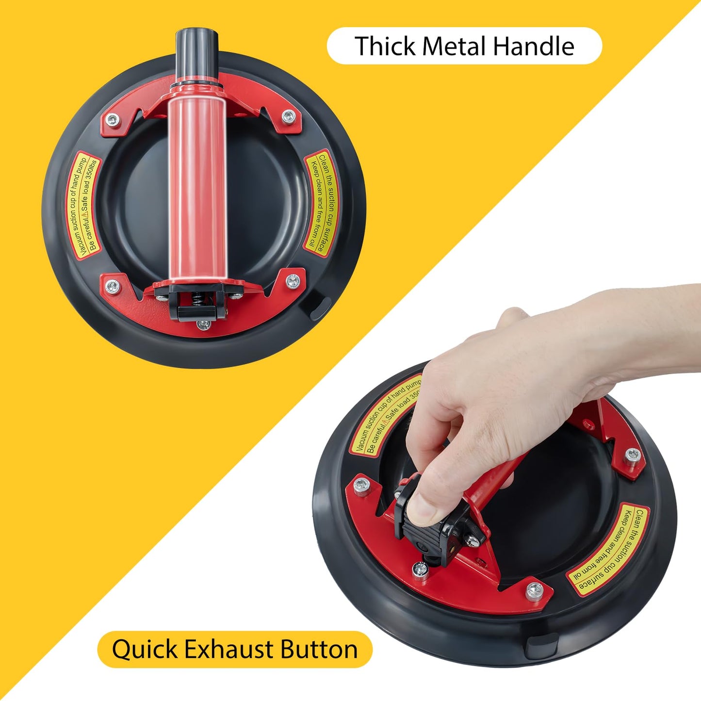 DOCXCDO Suction Cups for Glass,Vacuum Glass Suction Cups to Lift Large Glass,Max Load 880lbs Window Suction Cups Heavy Duty,Powerful Industrial Glass Suction Cup Handle for Glass,Tile, Granite