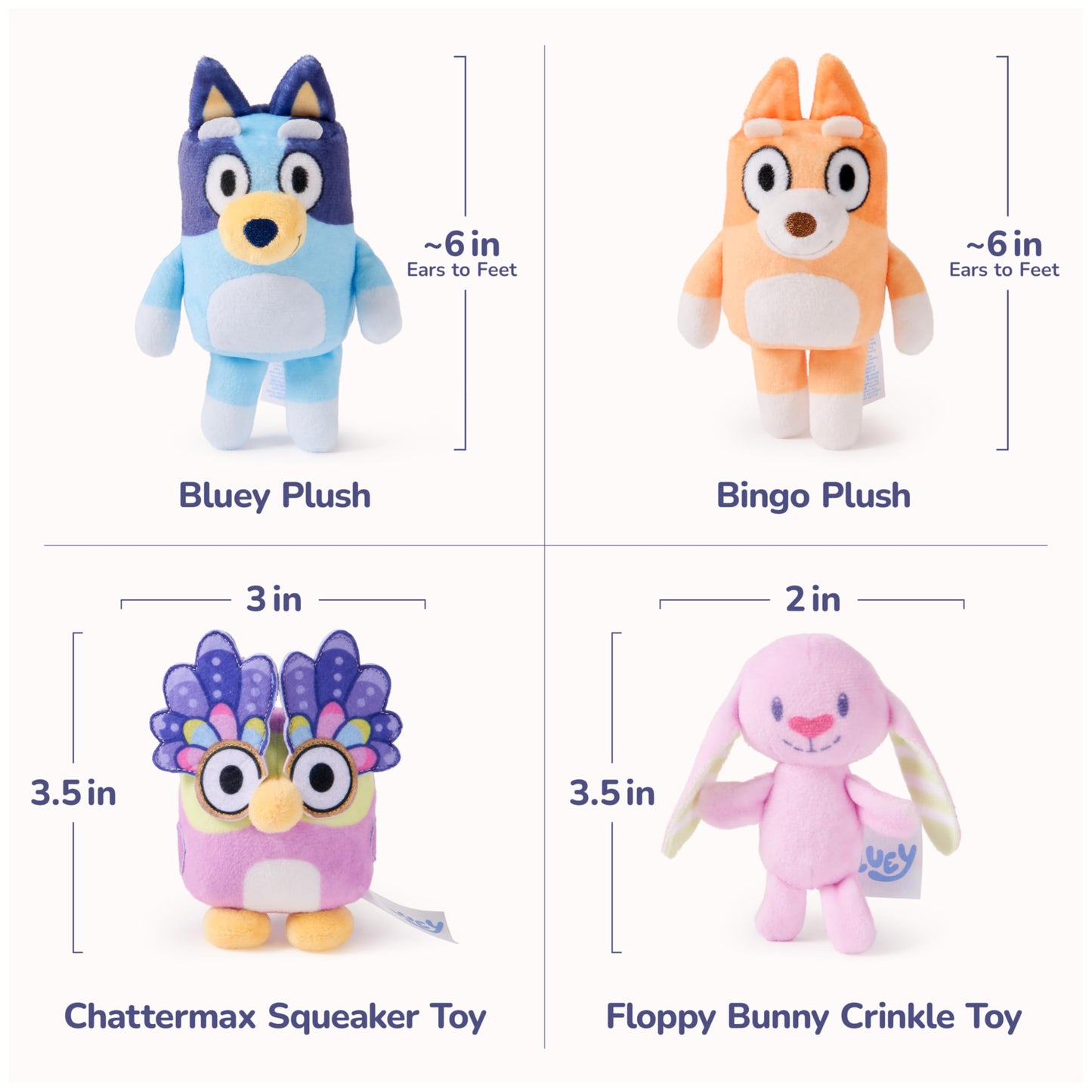 GUND Bluey 5-Piece Plush Playset, Official Bluey Stuffed Animals and Sensory Toys for Babies and Toddlers, 7”