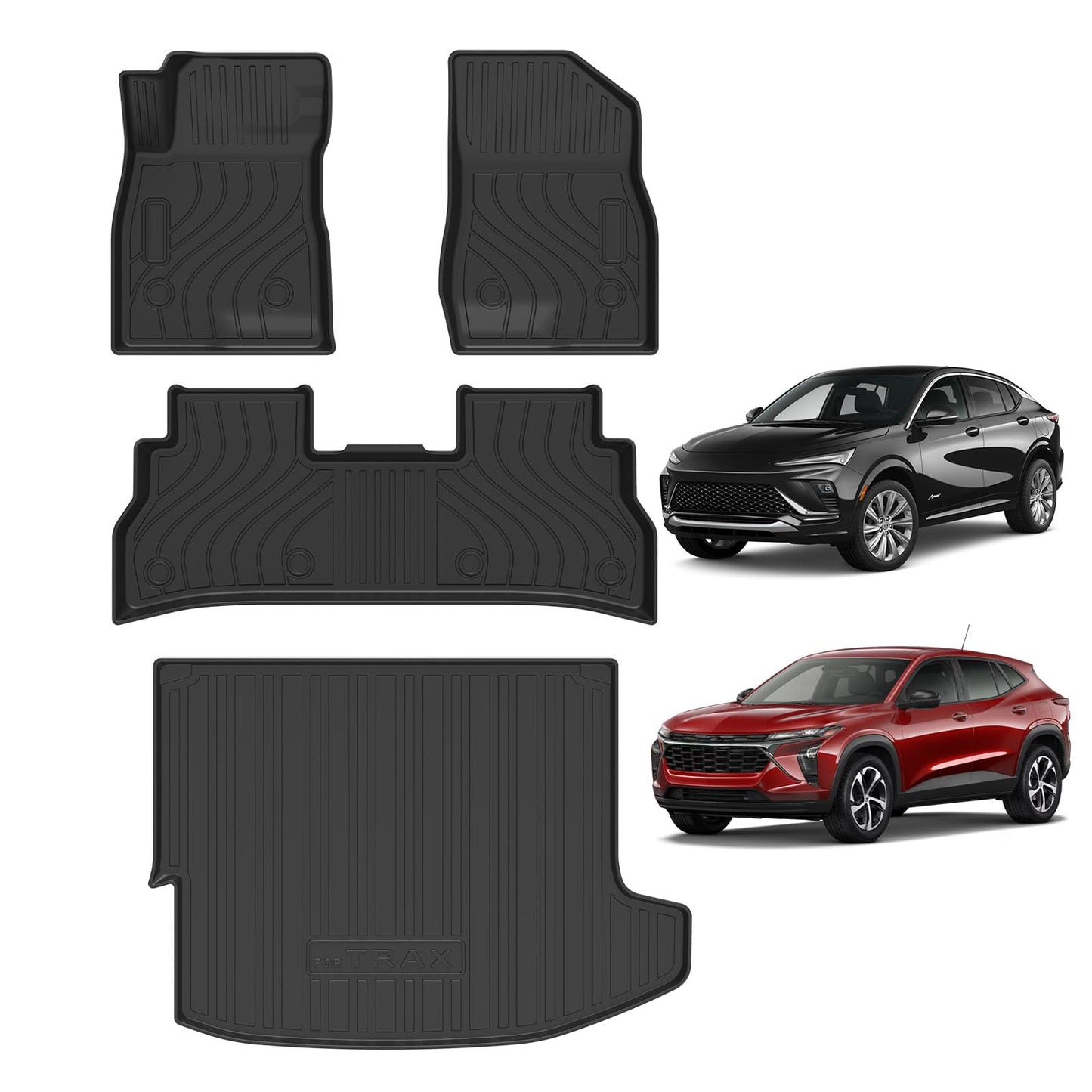 MOOREVER Floor Mats & Cargo Liner for 2024 2025 2026 Chevy Trax (LS/1RS/LT/2RS/ACTIV) & Buick Envista (Preferred/Sport Touring/Avenir), All Weather Floor Liners for Chevrolet Trax Car Accessories