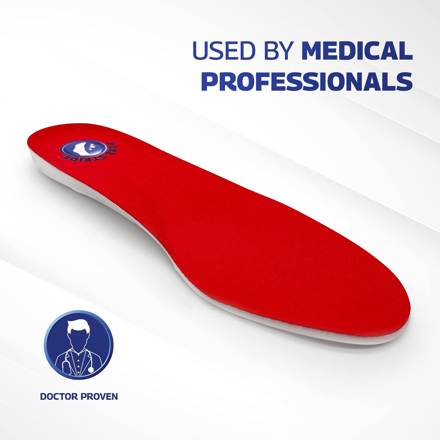 Pure Stride Professional Full Length Insoles, Comfort Insoles, Shoe Insert & Support for Metatarsals, Flat Feet - Pain Relief for Plantar Fasciitis, Arch, Heel - 1 Pair, Men's 3-3.5, Women's 5-5.5