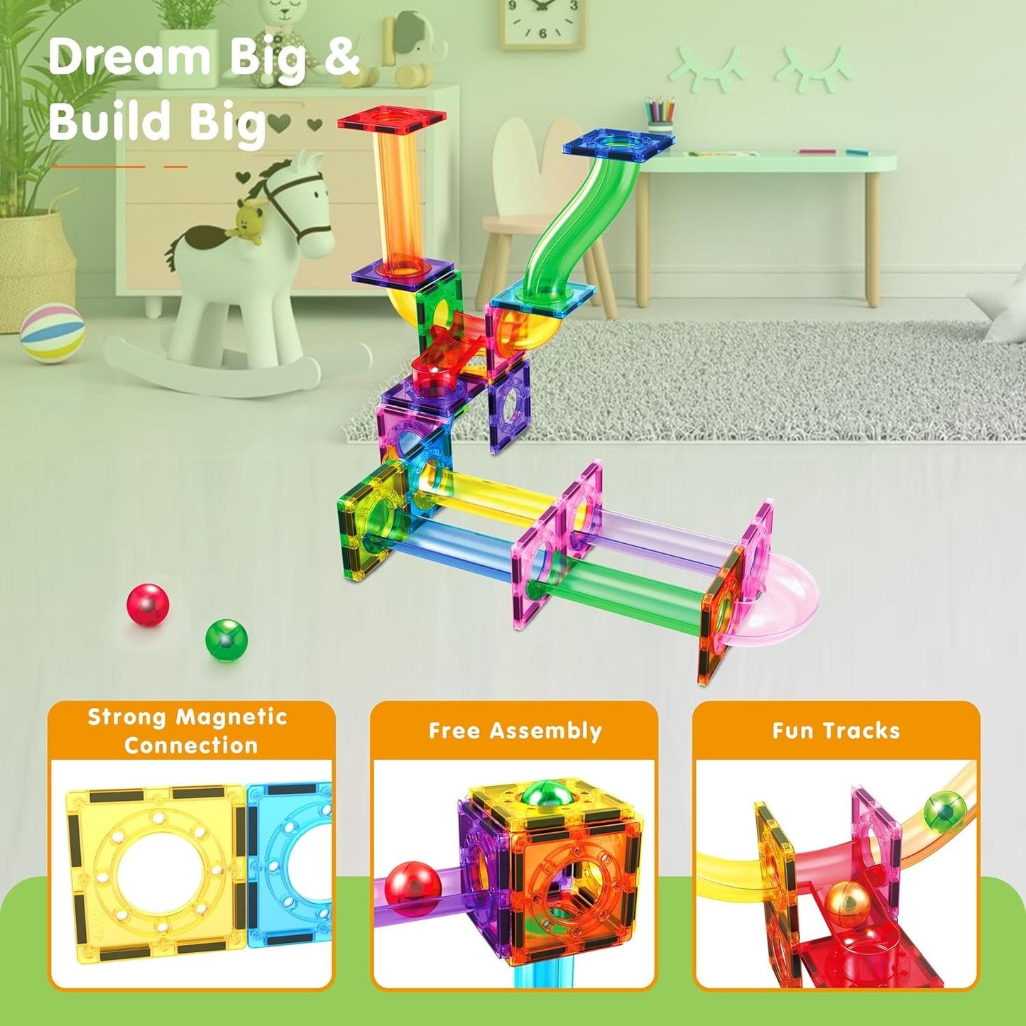 PicassoTiles® 40pc Marble Run Building Blocks PTG40
