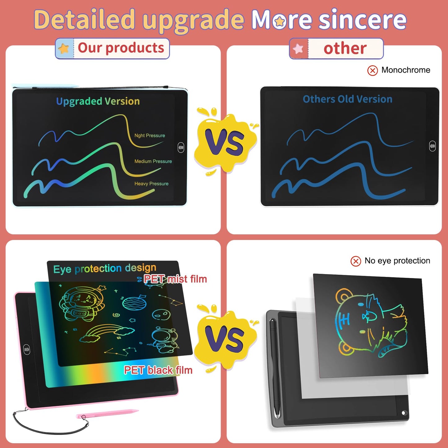 3 Pack 16 Inch LCD Writing Tablet for Kids Adults,Toddler Toys 3 4 5 6 Doodle Board Sensory Toys for Toddlers Road Trip Essentials Car Game Christmas Birthday Gifts Boys Girls （Pink+Bule+Black）