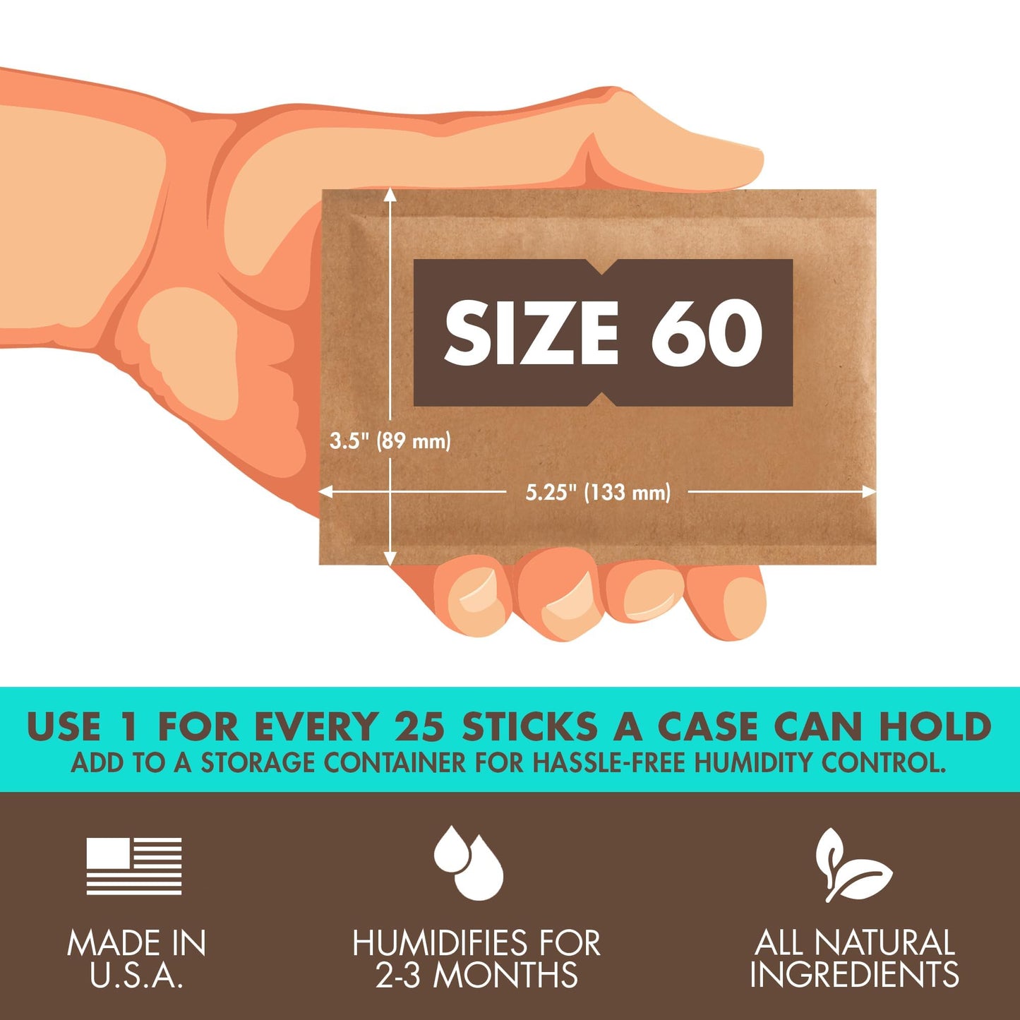 Boveda 75% Two-Way Humidity Control Packs – Size 60 – 12 Pack – Fix Major Moisture Loss/Low RH in Non-Plastic Humidifier – Moisture Absorbers – Individually Wrapped Hydration Packets