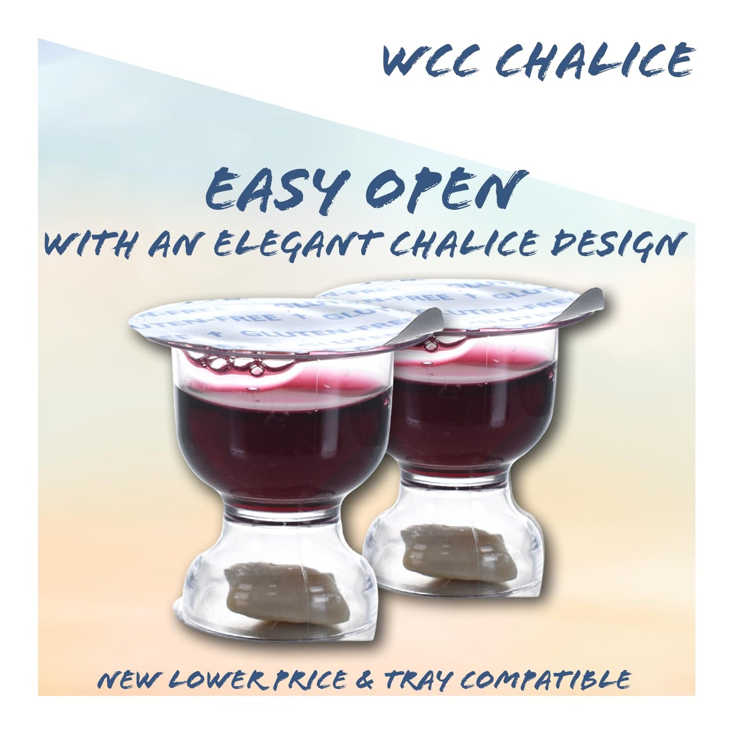 World Communion Cups Gluten-Free Pre-filled Disposable Communion Cups - Concord Grape Juice with Bread- (100) Units - Shipping Included