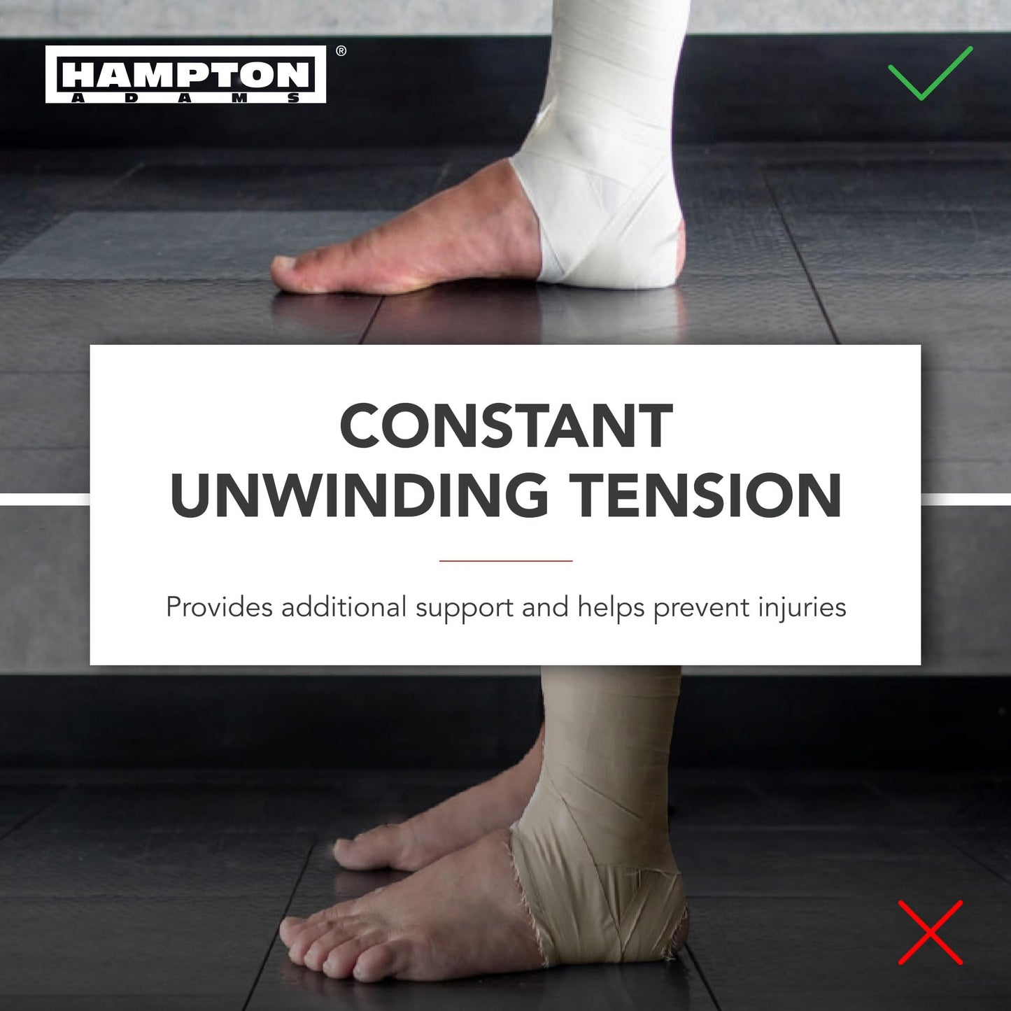 Hampton Adams | As Seen on Shark Tank | Original Sports Medical Athletic Tape (8-Pack) | 45ft Rolls | No Sticky Residue Easy Tear | for Athletes Trainers First Aid Injury Wrap | Ankles Wrist (White)