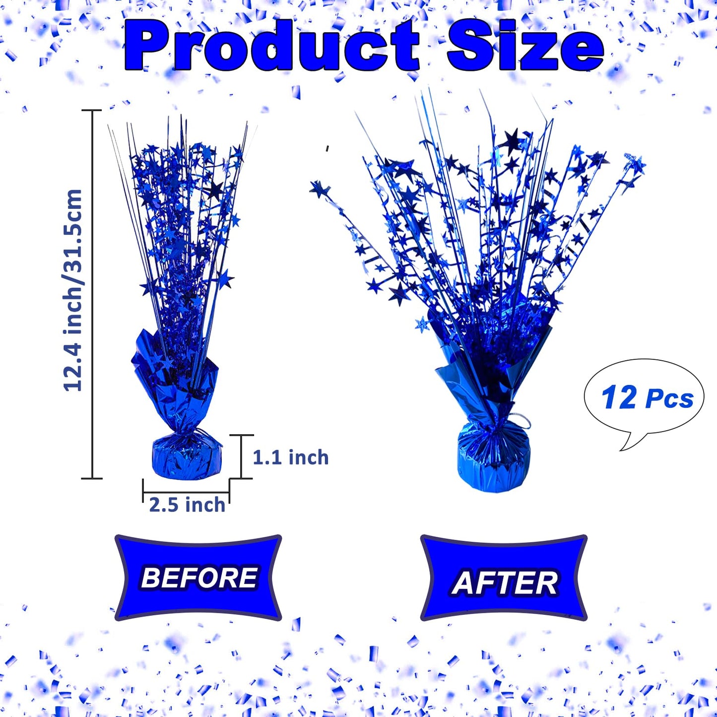 FUBININA 12 Pack Metallic Foil Spray Centerpiece Star Table Decoration Burst Table Centerpieces for Birthday New Years Nye Wedding Anniversary Graduation Holiday Party Supplies Decor, Navy Blue