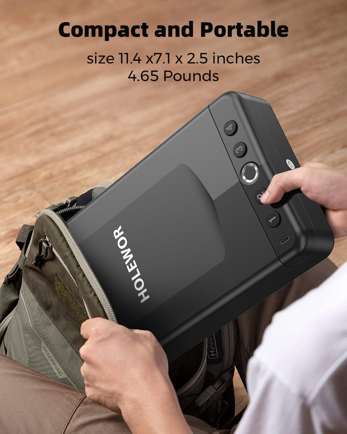 HOLEWOR Car Gun Safe, Small Pistol Safe Biometric Gun Lock Box for Handgun, Portable Fingerprint Quick Access Travel Gun Case for Nightstand Bedside