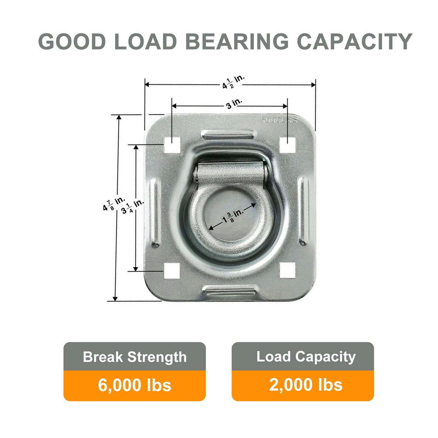 Lonffery 8 Pack Recessed D-Ring Tie Down Anchors (6,000 lb. Capacity), Heavy Duty Kit for Trailer or Deliveries