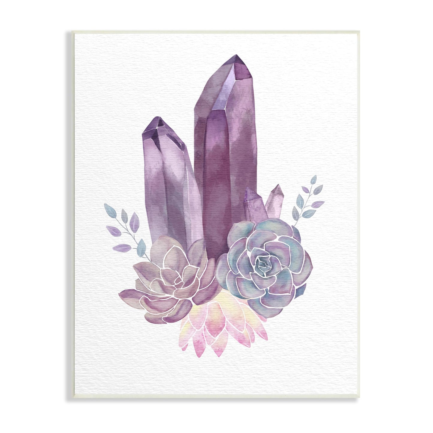 Stupell Industries Succulent Crystal Flower Purple Blue Watercolor Painting Wall Plaque, 13x19, Multi-Color