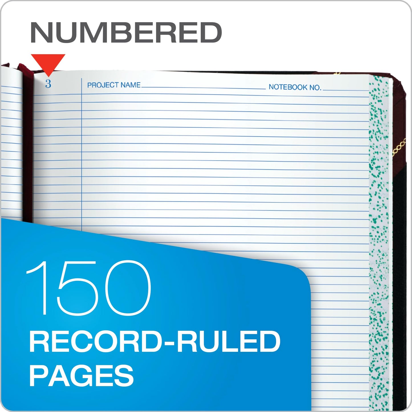 Boorum & Pease L21150R Laboratory Record Book,150 Pages,8-1/8-Inch x10-3/8-Inch,Black/Red