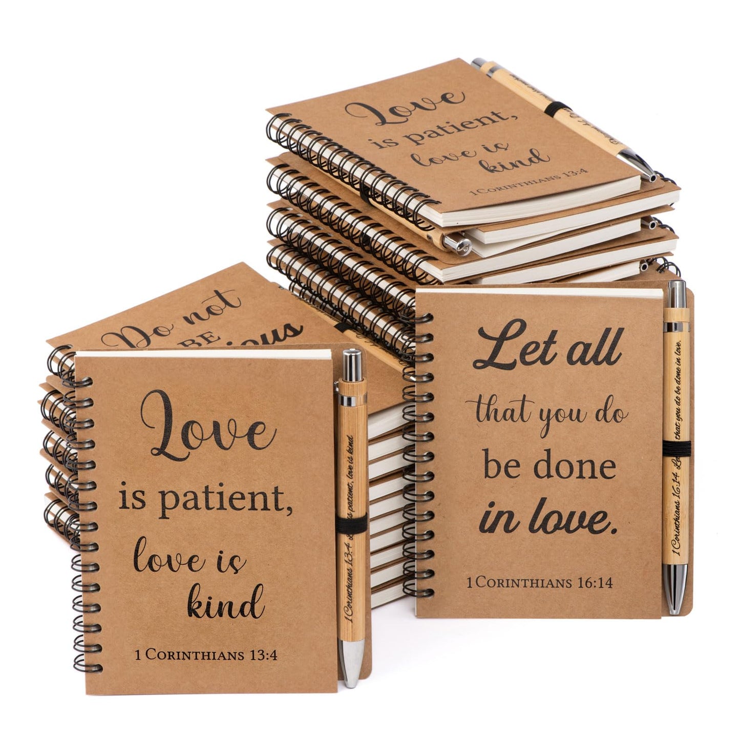 Russel Molly 60 Pcs/30 Set Christian Gifts Spiral Notebooks Bulk Journals with Christian Pens Prayer Journal for Women and Men, Father Day Gifts for Church Members, Bible Study Groups & Religious Families,Small Notepad (4.33" x 5.43")