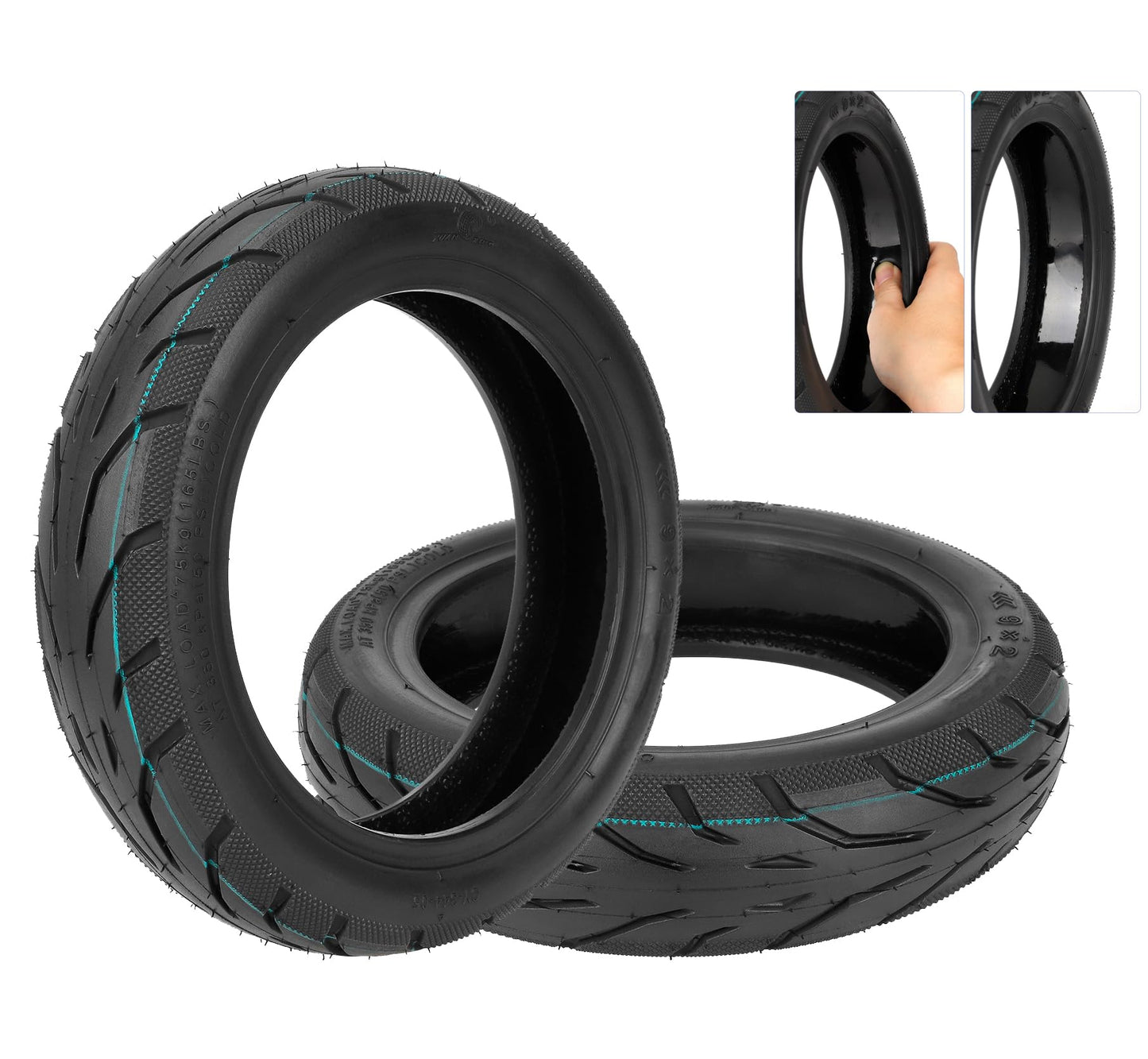 ZAITUO 9-inch 9x2 Rubber Self-sealing Self-healing 9" Tubeless Tire 9 x 2 Tyre Replace for KickScooter Electric Scooter Tyre Wheel Parts (2)