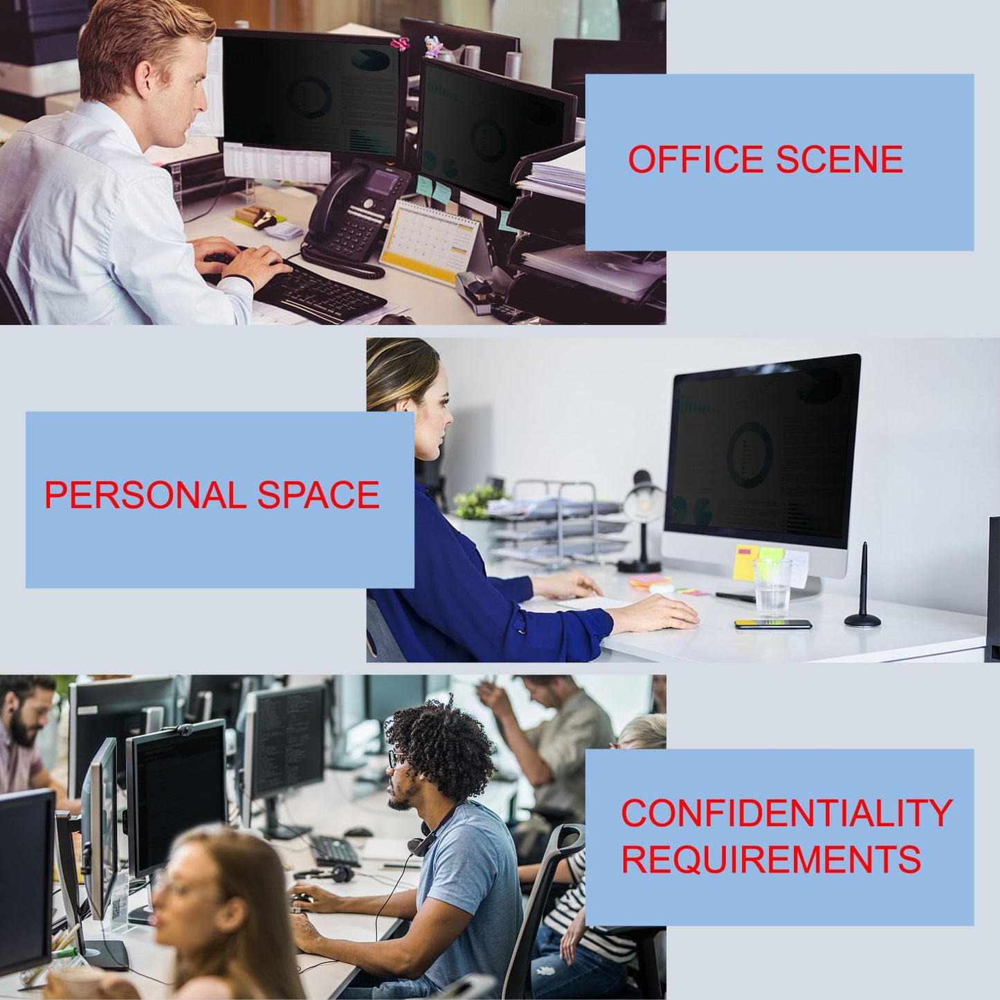 Ceydebne 24 Inch Privacy Screen for Monitor with 16:9 Widescreen Monitor Blue Light Screen Protector - Anti-Glare - Anti-Scratch Protector Film for Data Confidentiality Privacy Shield [2 Pack]