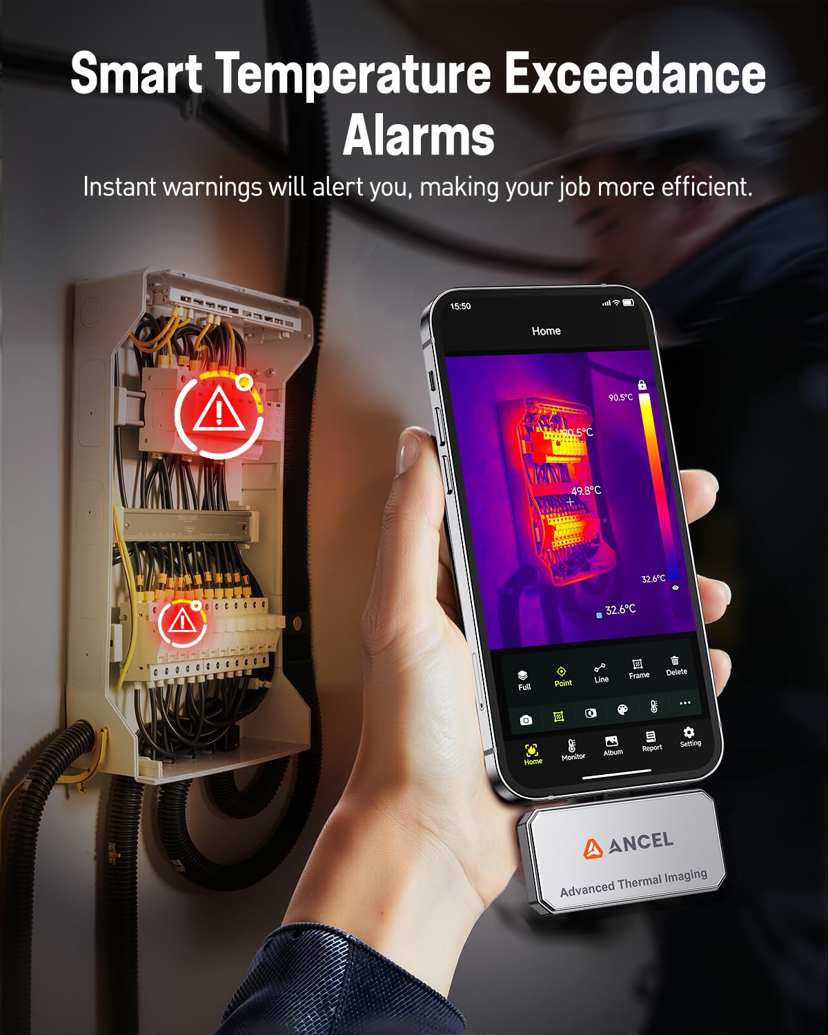 ANCEL IR101 Thermal Camera, 256x192 IR Resolution Thermal Imaging Camera for iPhone iPad (iOS) with Lightning Port, 25Hz Frame Rate Infrared Camera for Home/Pets/Electrical/Industrial/PCB Inspection