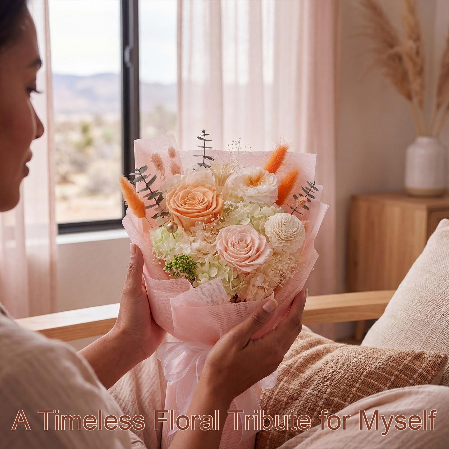 ZMRU Preserved Flower Bouquet, Fresh Flowers for Delivery Prime, Mothers Day Gifts for Mom, Flowers Fresh Bouquet,Birthday for Women, Mom, Grandma, Valentine's Gift, Decor, Graduation Surprise