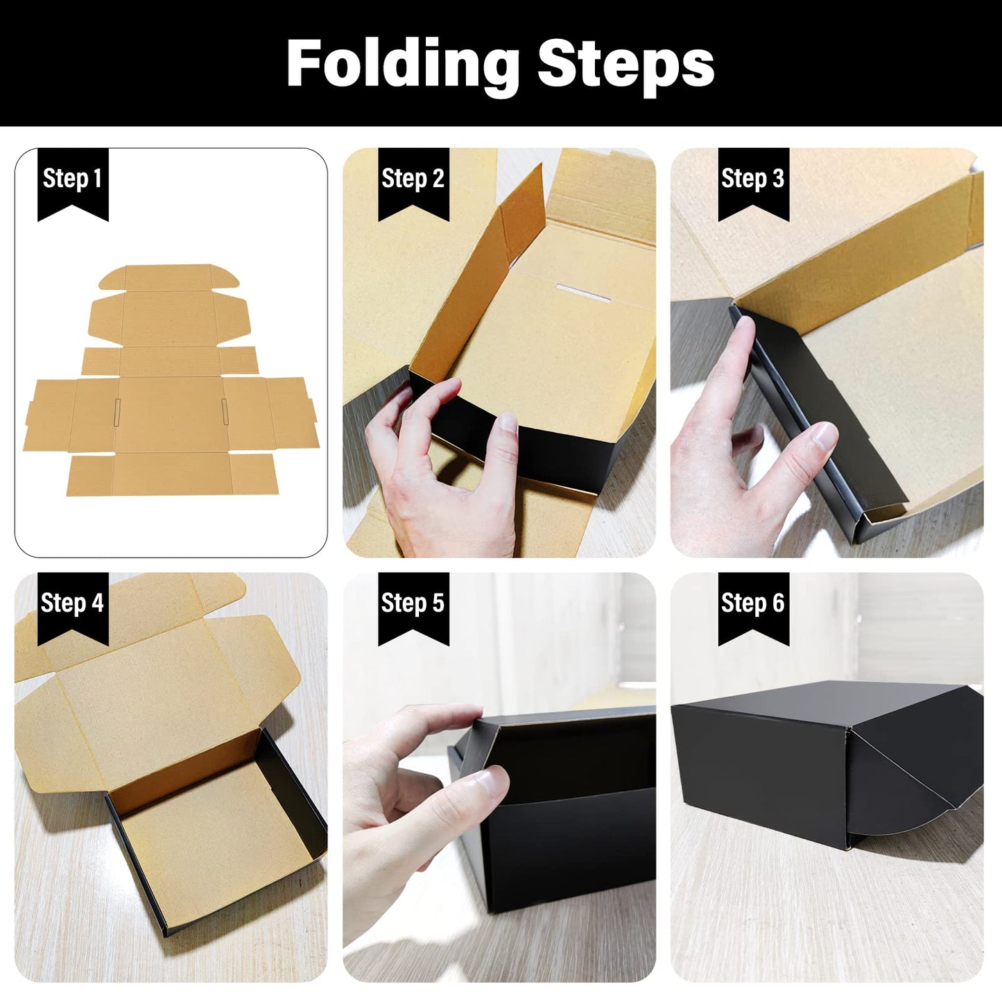 BoShahai 30 Pack 9x6x4 inches Black Shipping Boxes, Corrugated Mailer Boxes, Packaging Boxes for Products, Recyclable Cardboard Box, Flat Literature Mailers for Gifts, Clothings by Mailing