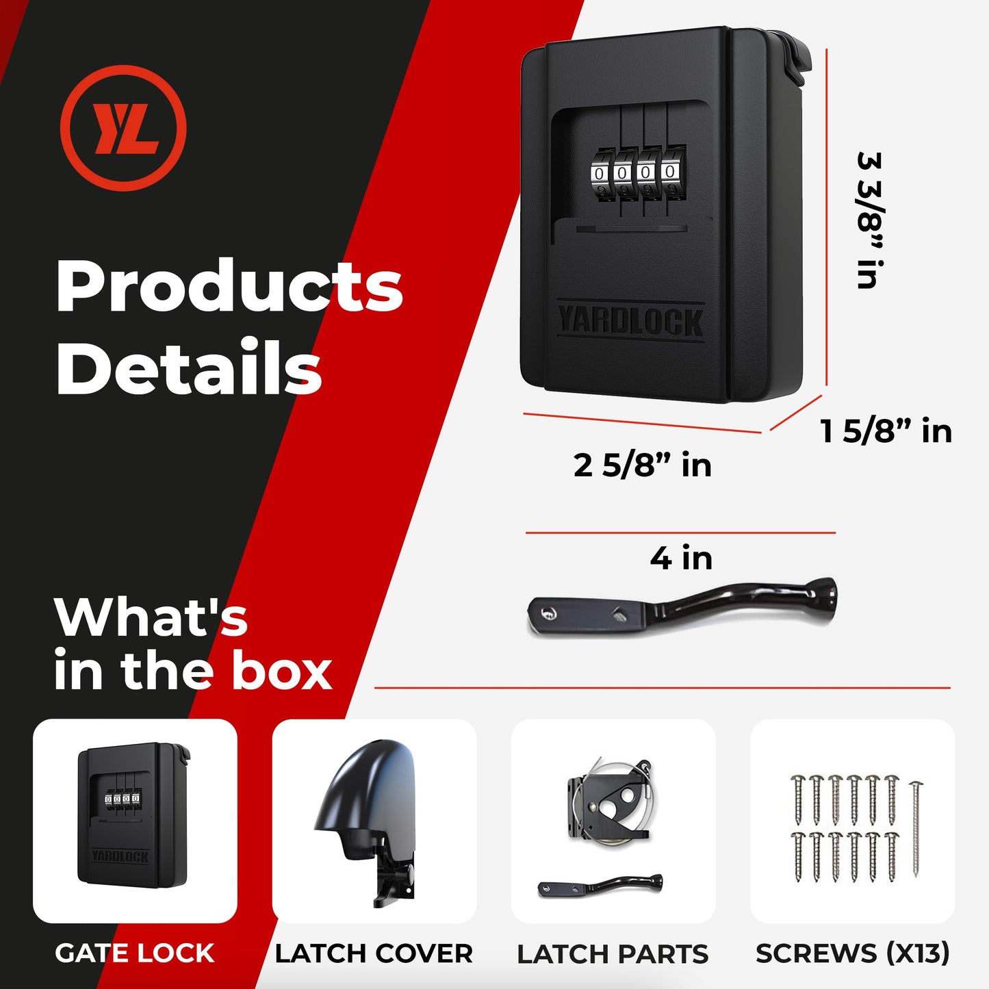 Gate Lock – Secure Keyless Fence Lock and Latch with 2-Way Access – Strong Durable System for Theft Prevention and Home Security, Easy Installation on Wood or Vinyl Gates/Fences (Regular – 1-Pack)
