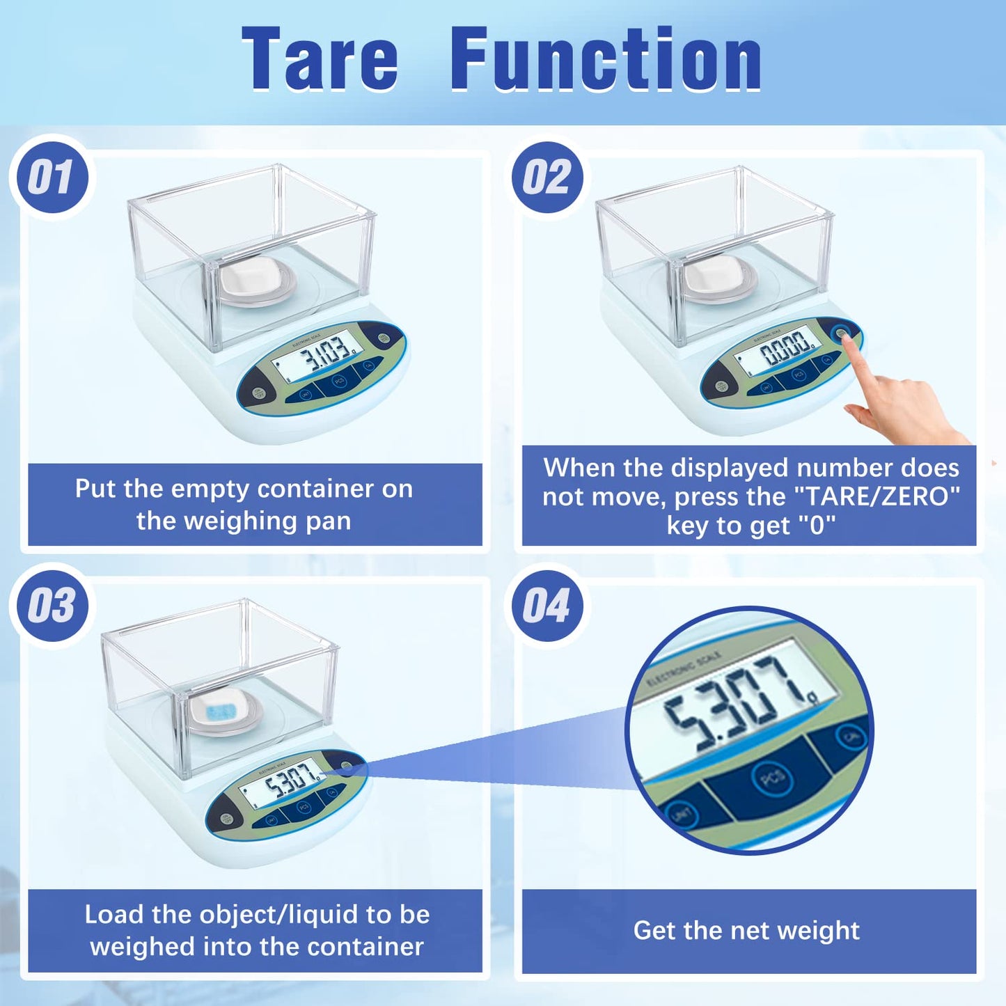 FOUR E'S SCIENTIFIC Lab Scale 500g x 0.001g Accuracy - High Precision Laboratory Analytical Balance with Windshield Digital Scientific Scale Jewelry/Kitchen Scale