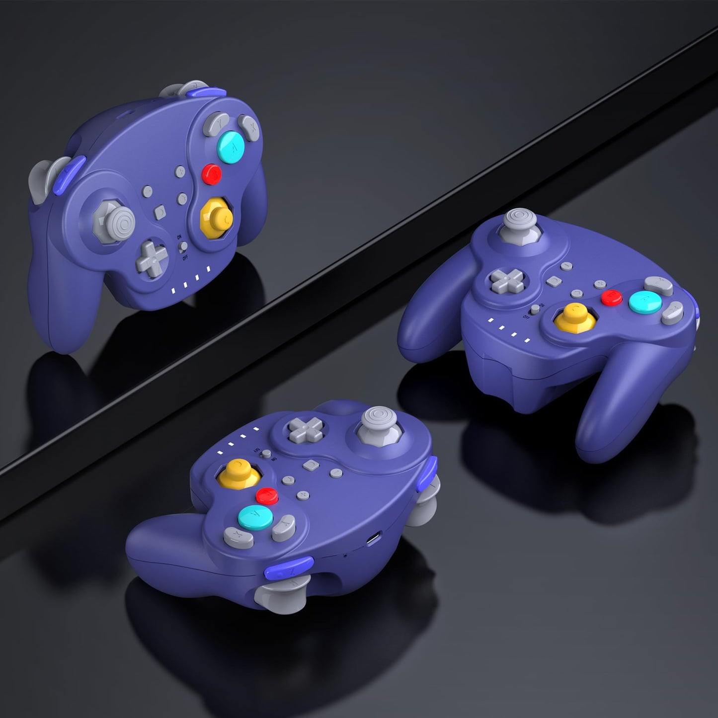 2 Pack 2.4 GHz Wireless NGC Switch Online Controller, GameCube & USB Receiver, Compatible with Windows PC iOS Mac Raspberry Pi Steam GameCube/Switch (Rechargeable) (Plug and Play) (Vibration) Indigo