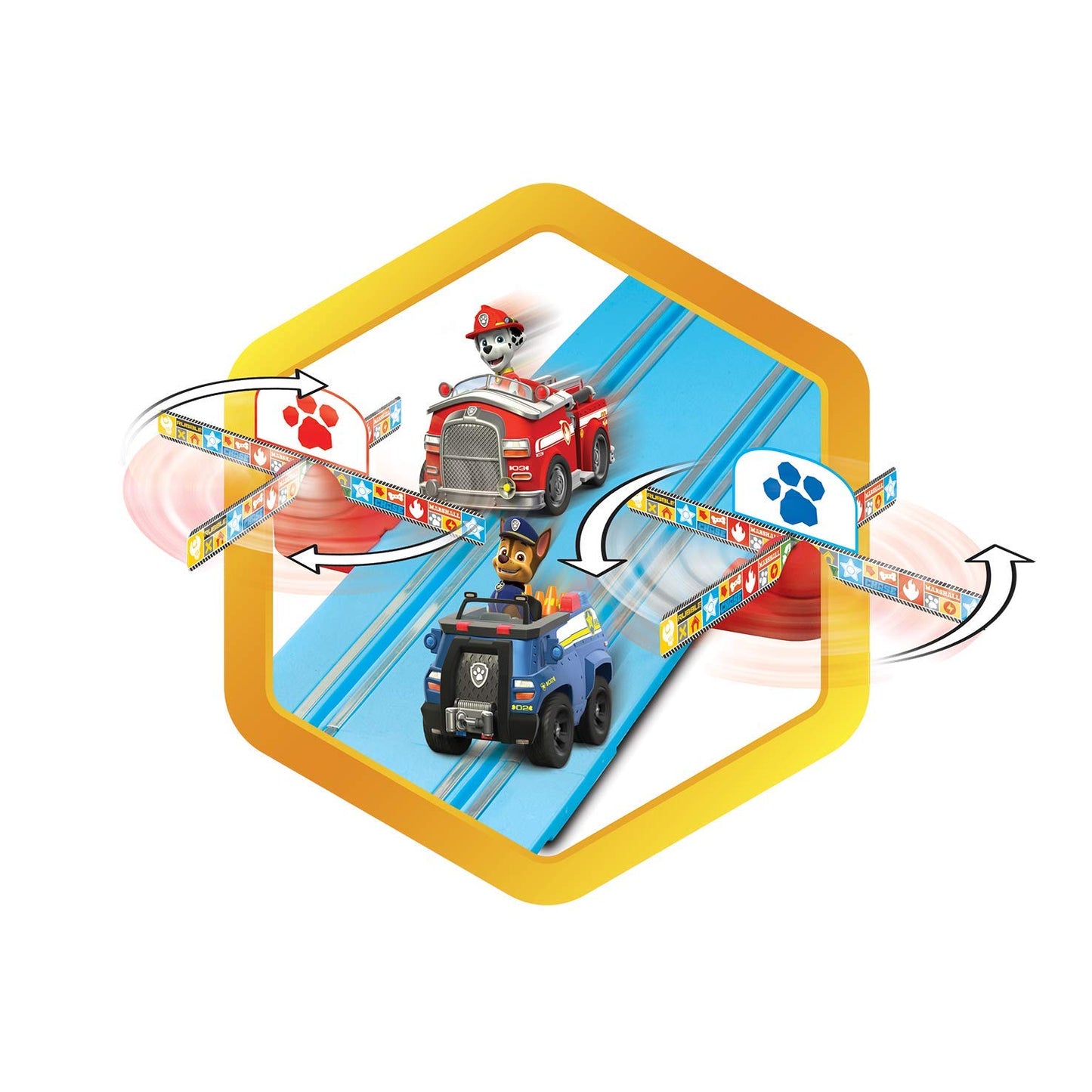 Carrera First Paw Patrol-Slot Car Race Track-Includes 2 Cars: Chase and Marshall-Battery-Powered Beginner Racing Set for Kids Ages 3 Years and Up, Multi