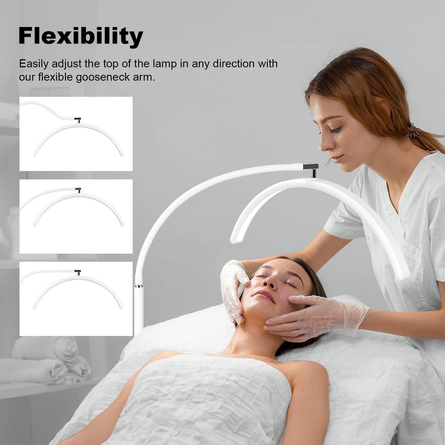 ZEKAHOV Half Moon LED Floor Light - Professional Shadow-Free Lamp for Lash Techs, Estheticians & Tattoo Artists | Remote Control & Dimmable for Eyelash Extensions, Nail Art, Home & Office