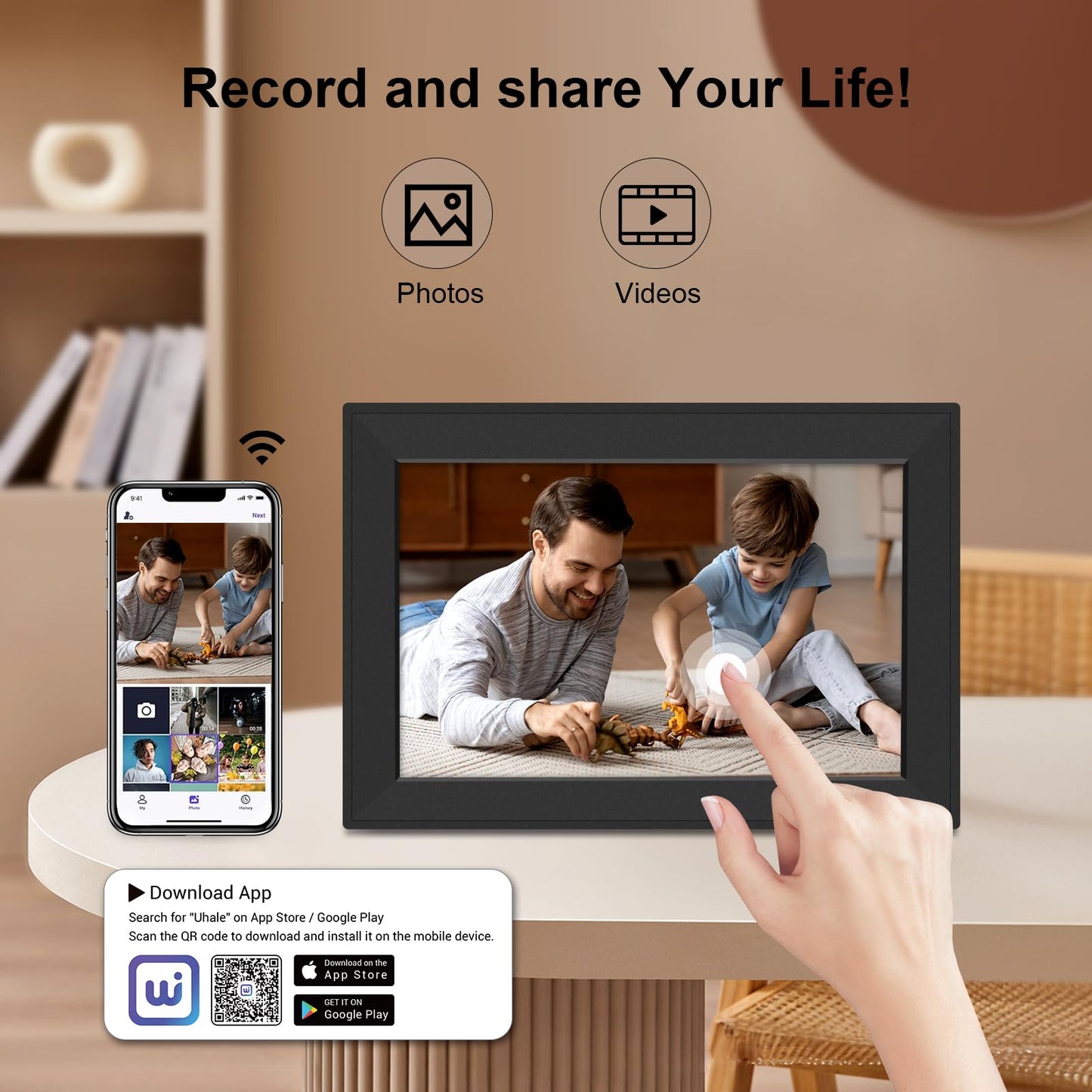 HE Baixu elx 10.1 Inch WiFi Digital Picture Frame, Smart Electronic Clound Digital Photo Frame with 1280 * 800 HD Touch Screen, Instantly Share Photos & Video, Gift for Friend and Family
