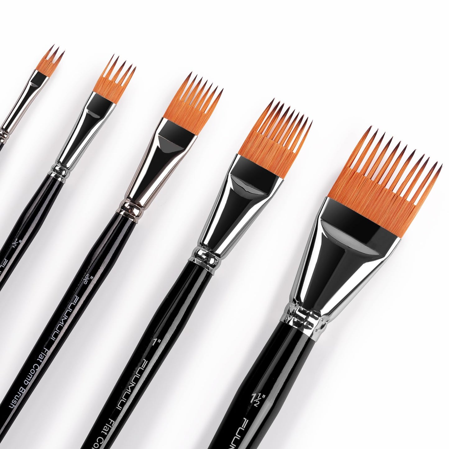 Fuumuui Grainer Brush Set–5pcs Professional Flat Comb Brushes for Unique Texture Painting Perfect for Artists Acrylic, Watercolor and Oil