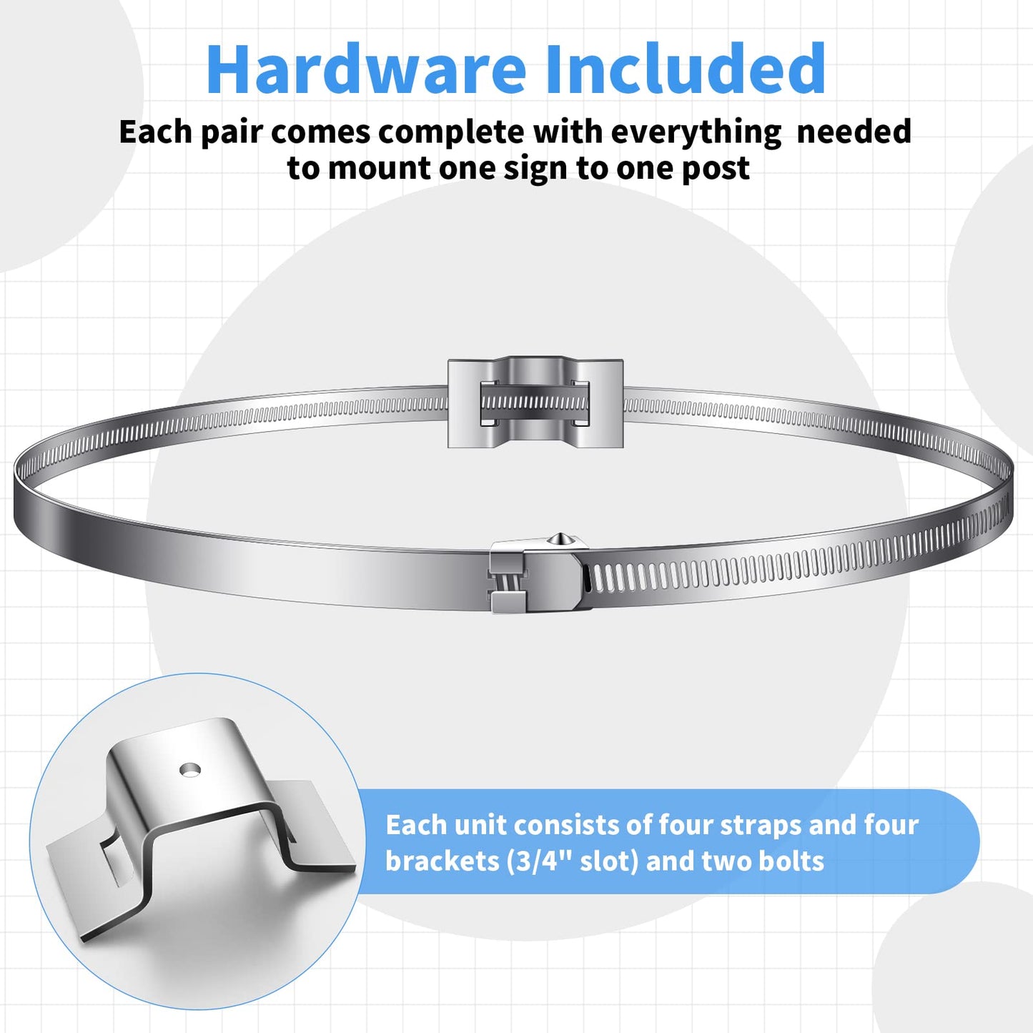 Oudain 16 Pack Adjustable Pole Clamps Road Sign Band Bracket for 4 to 15" Metal Street Signs and Propane Tanks