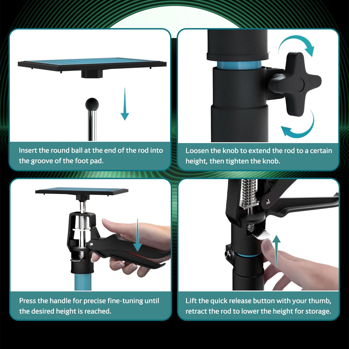 OUTIMATE Adjustable Support Pole, Cabinet Jacks for Installing Cabinets, Telescoping Support Poles Range from 13.8'' to 24'' Third Hand Tool for Installation, 132 LB Capacity, 4 Packs