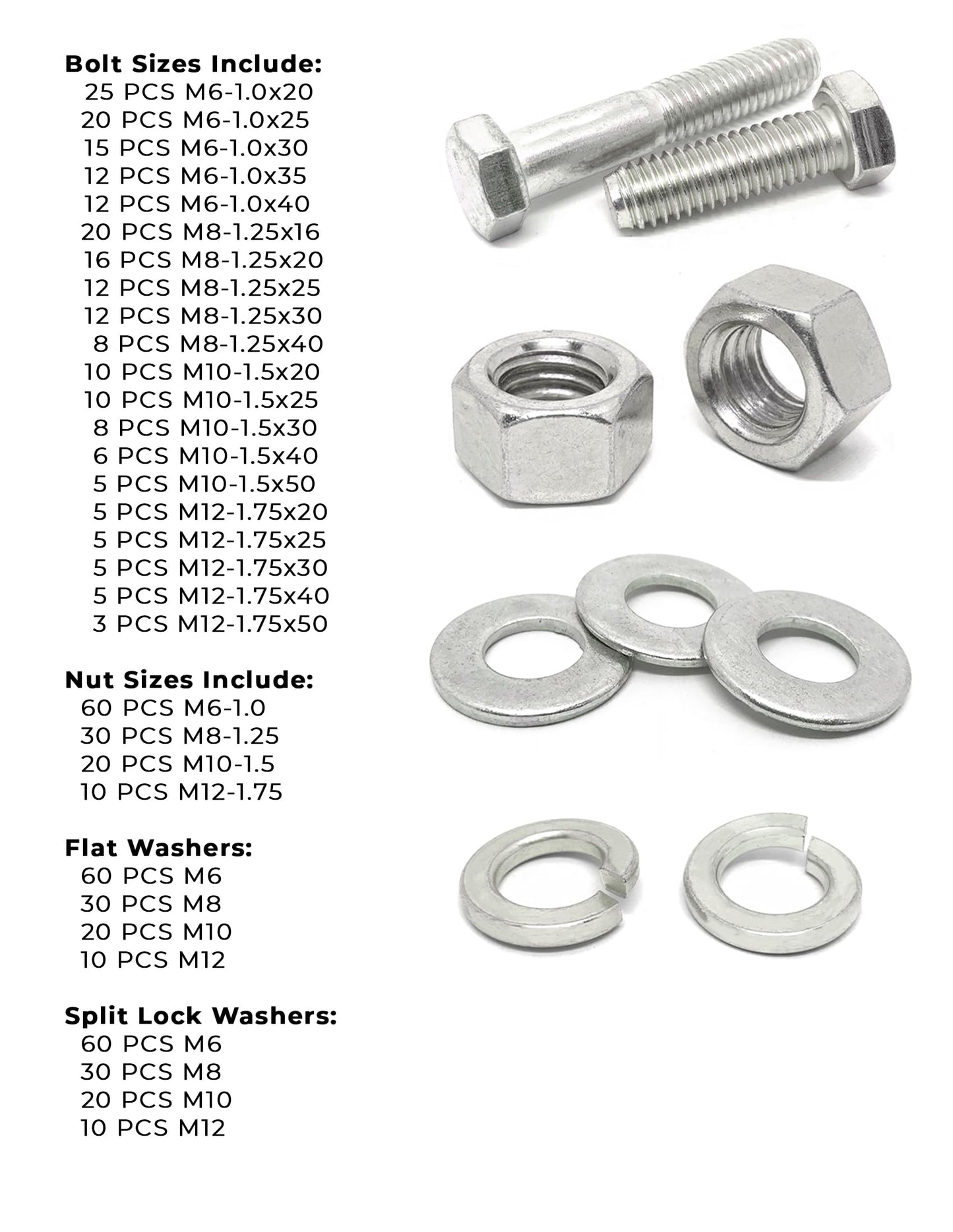 A2-70 Stainless Steel Metric Hex Cap Screws Bolts, Nuts, & Washers Assortment Kit - 575 Pieces!