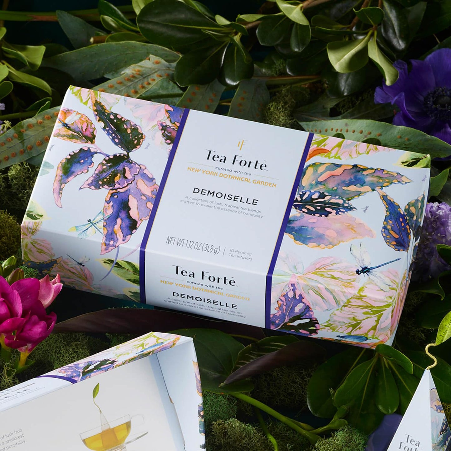 Tea Forte Premium Petite Presentation Box Gift Set Sampler, 10 Count, 2 of Each Blend Individually Wrapped Handcrafted Pyramid Infuser Bags, Demoiselle Tea
